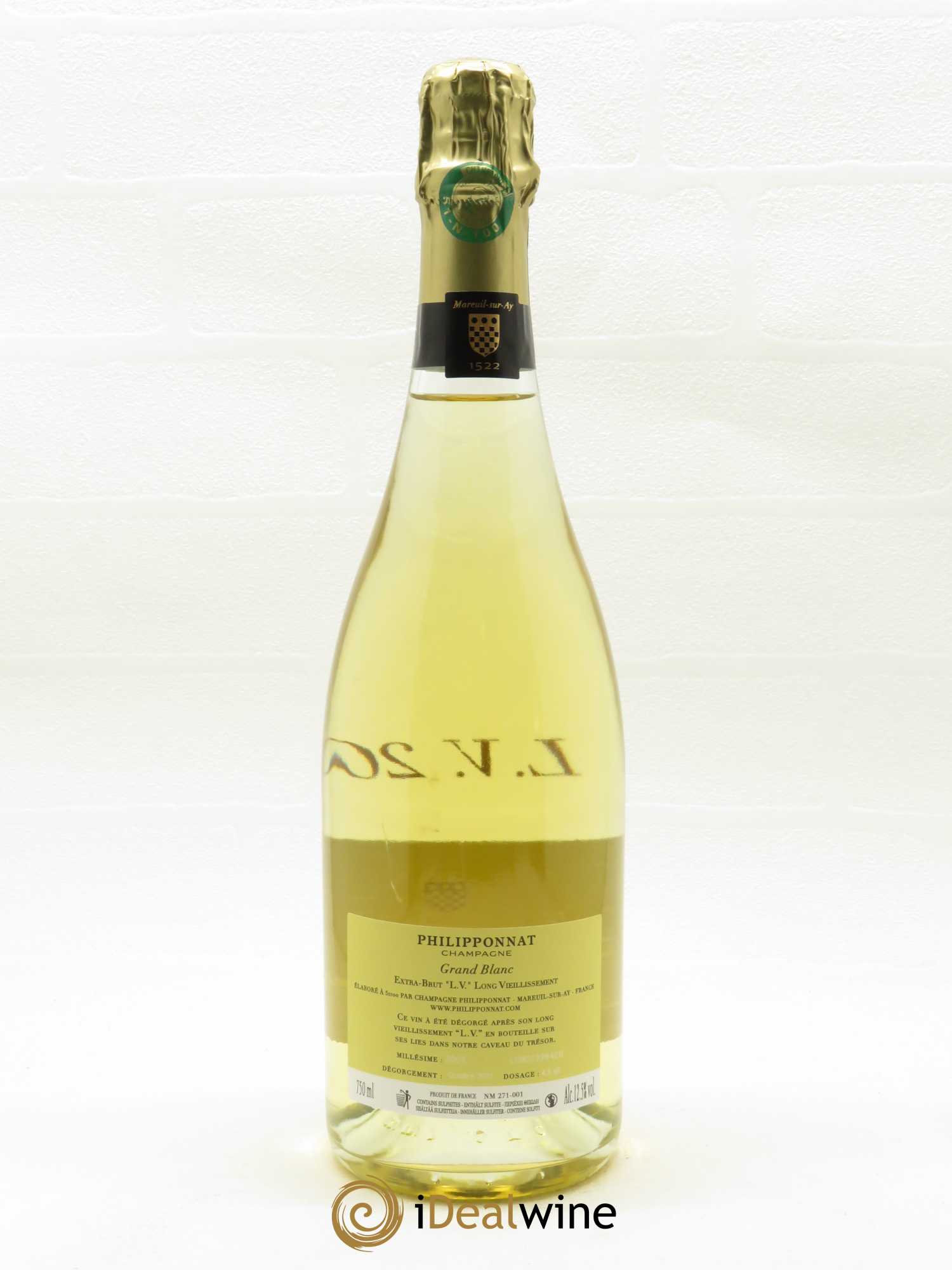 Grand Blanc Extra-Brut LV Philipponnat  2002 - Lot de 1 bouteille - 2