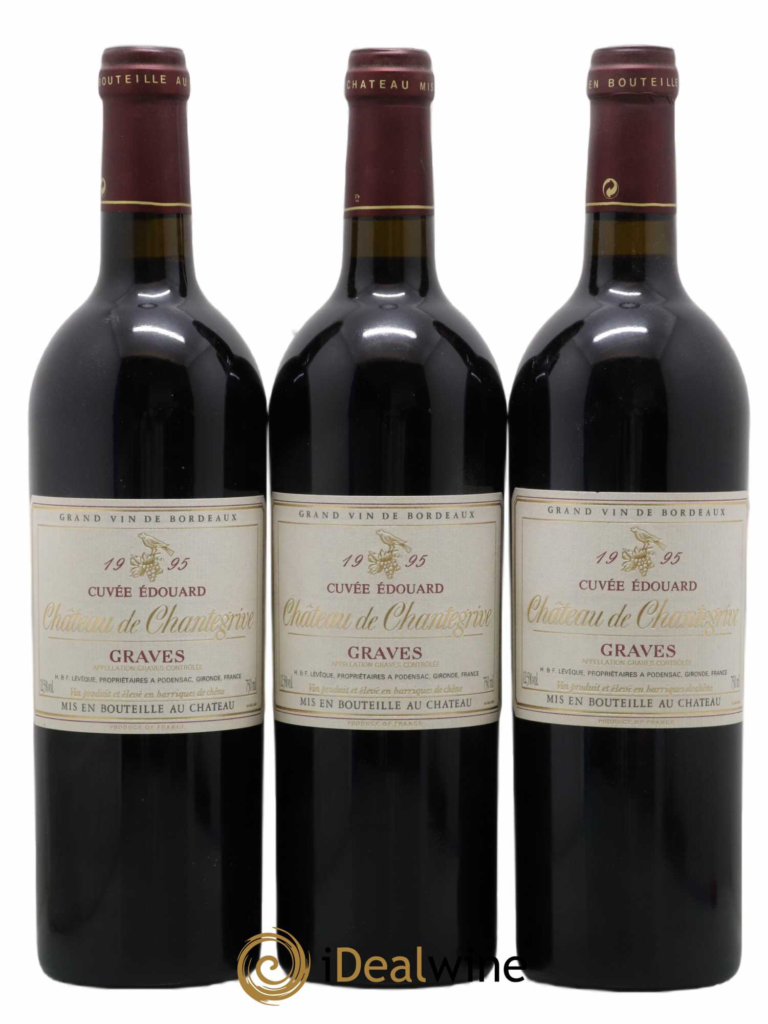 Château de Chantegrive 1995 - Lotto di 3 bottiglie - 0