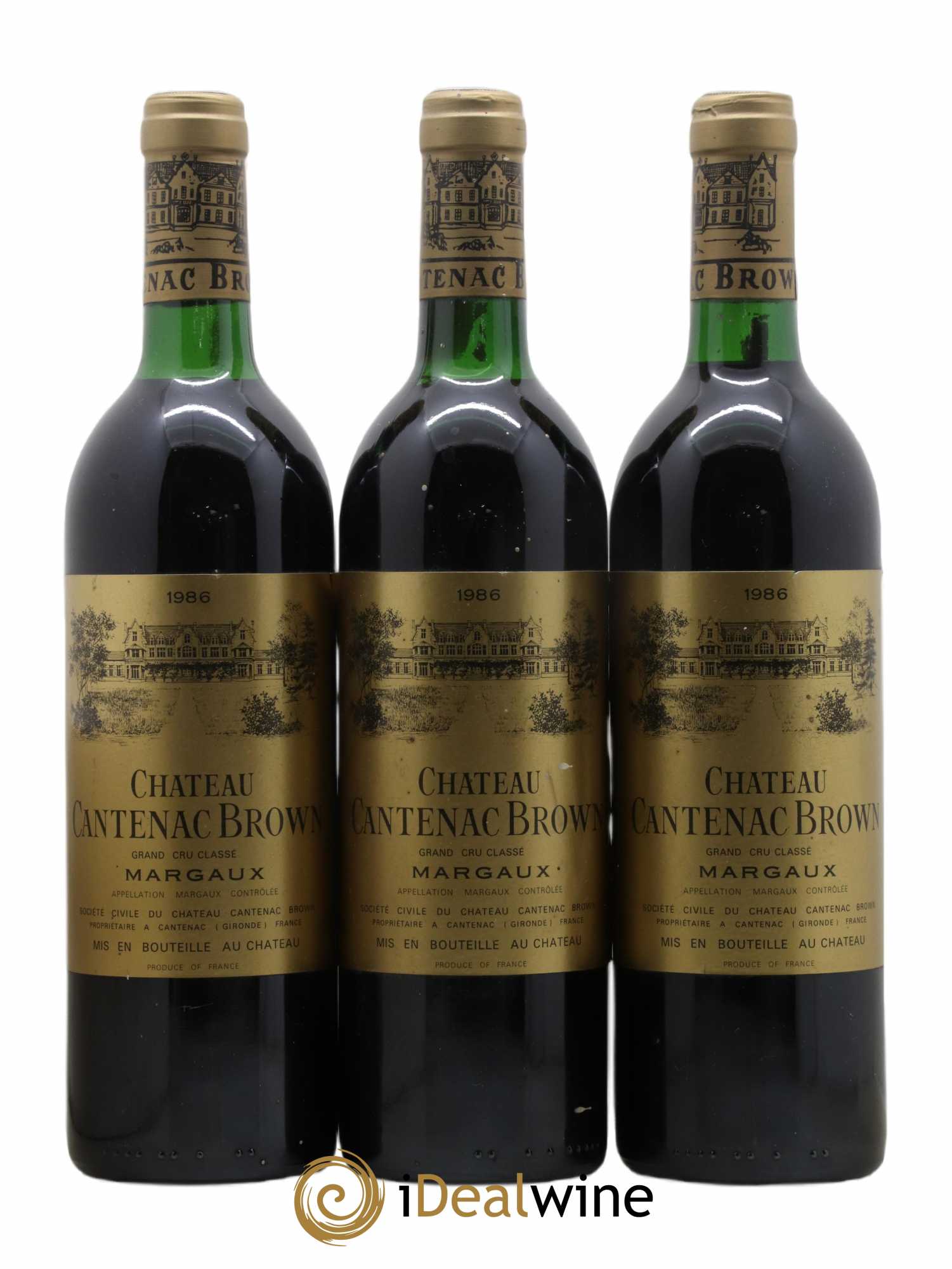 Château Cantenac Brown 3ème Grand Cru Classé 1986 - Lot de 3 bouteilles - 0