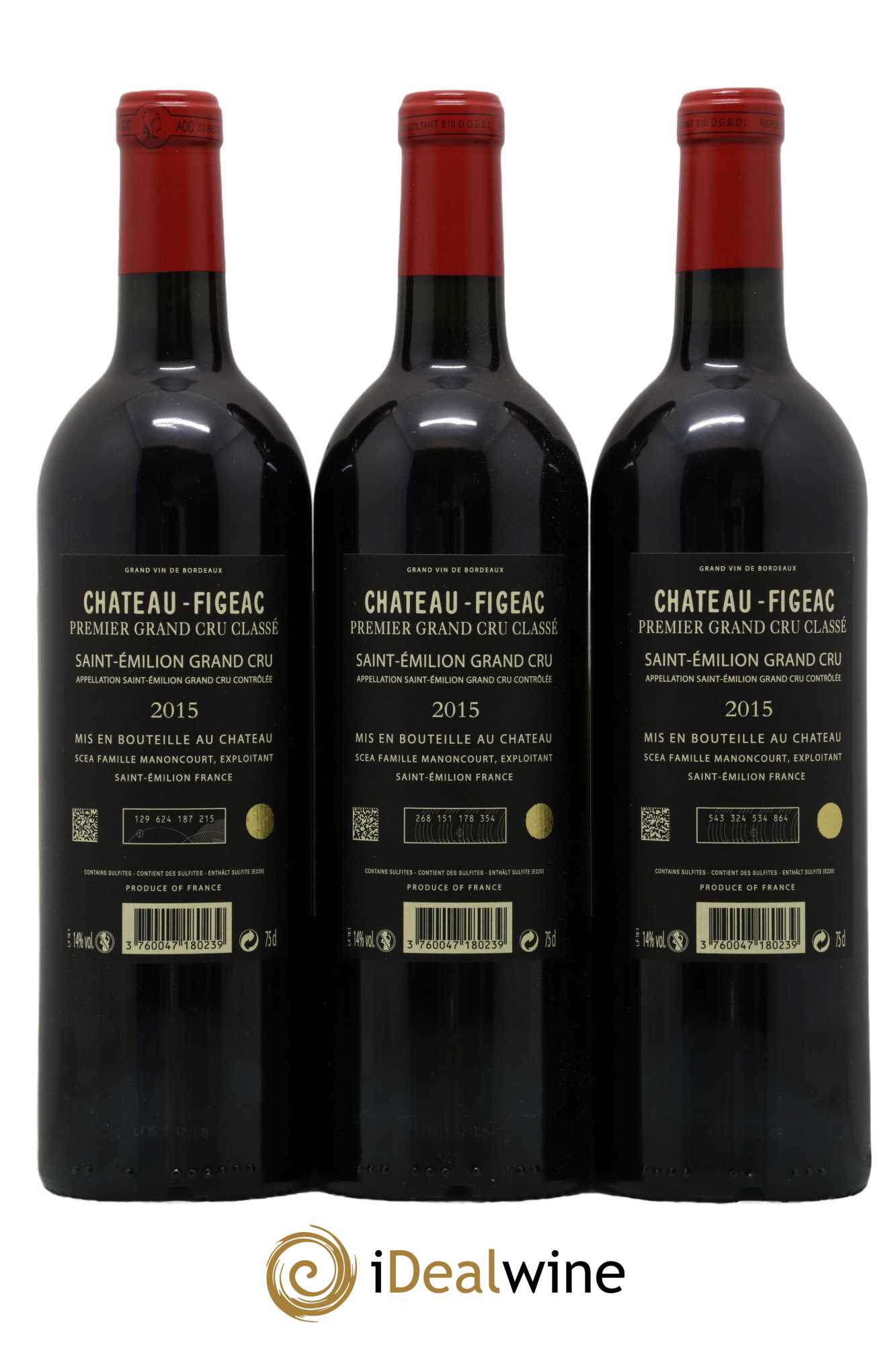 Château Figeac 1er Grand Cru Classé A 2015 - Lot de 3 bouteilles - 1