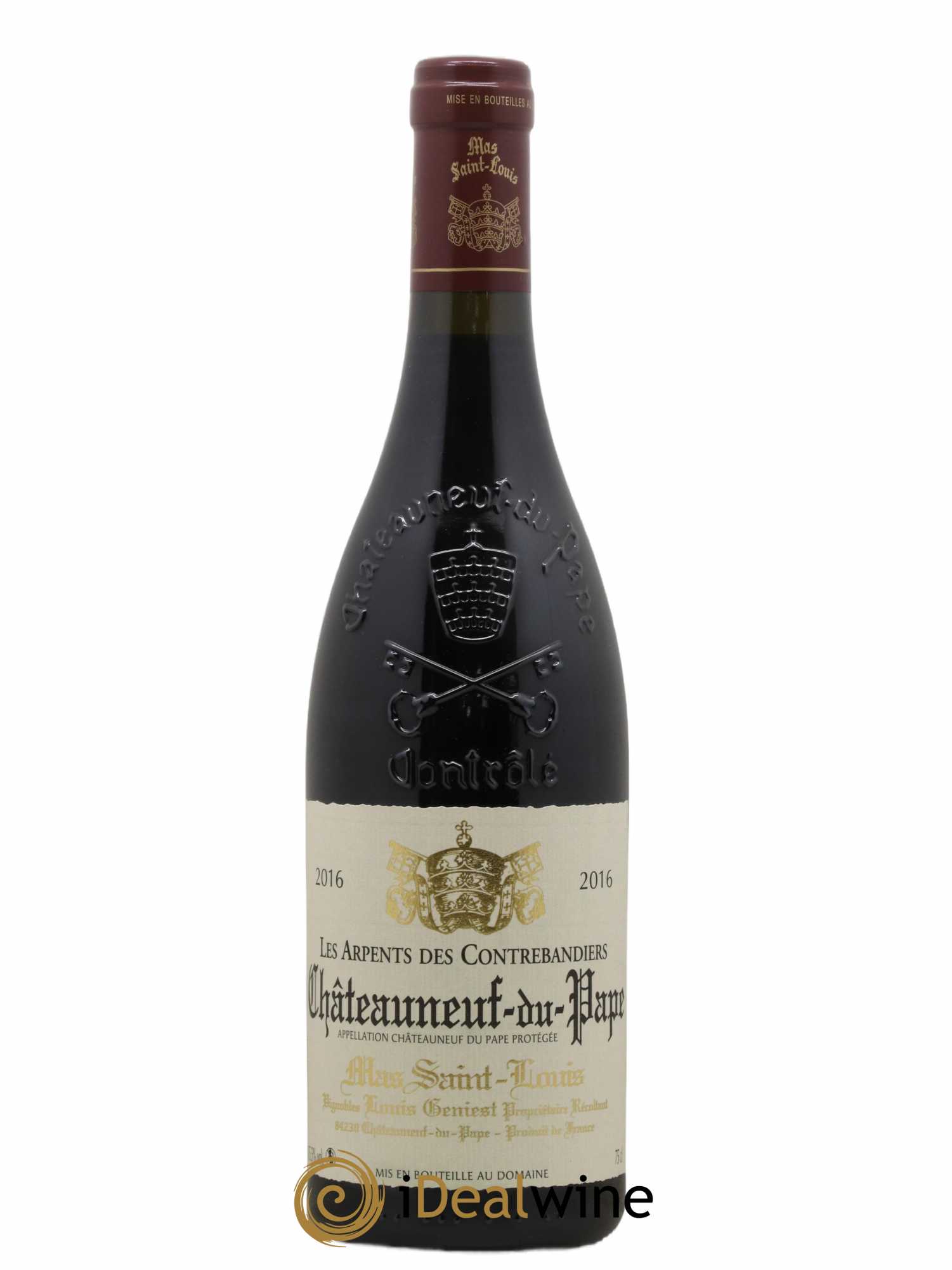 Châteauneuf-du-Pape Les Arpents des Contrebandiers Mas Saint-Louis 2016 - Lot de 1 bouteille - 0