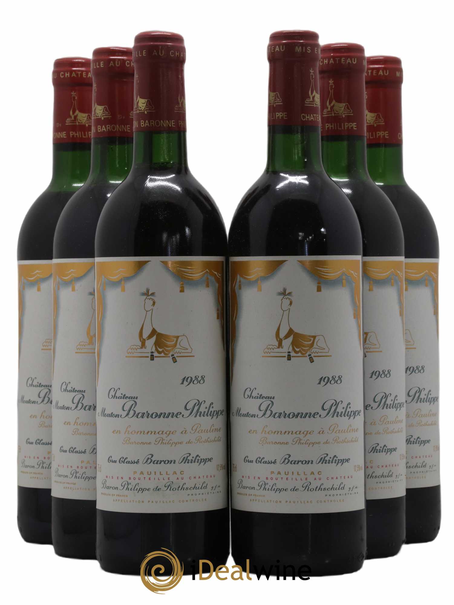 Château d' Armailhac - Mouton Baron(ne) Philippe 5ème Grand Cru Classé 1988 - Lot de 6 bouteilles - 0