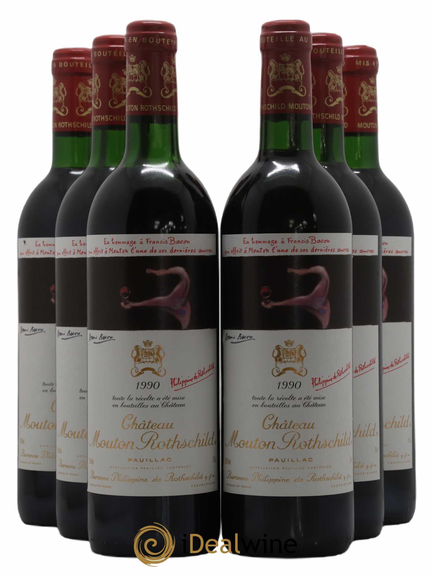 Château Mouton Rothschild 1er Grand Cru Classé 1990 - Lot de 6 bouteilles - 0