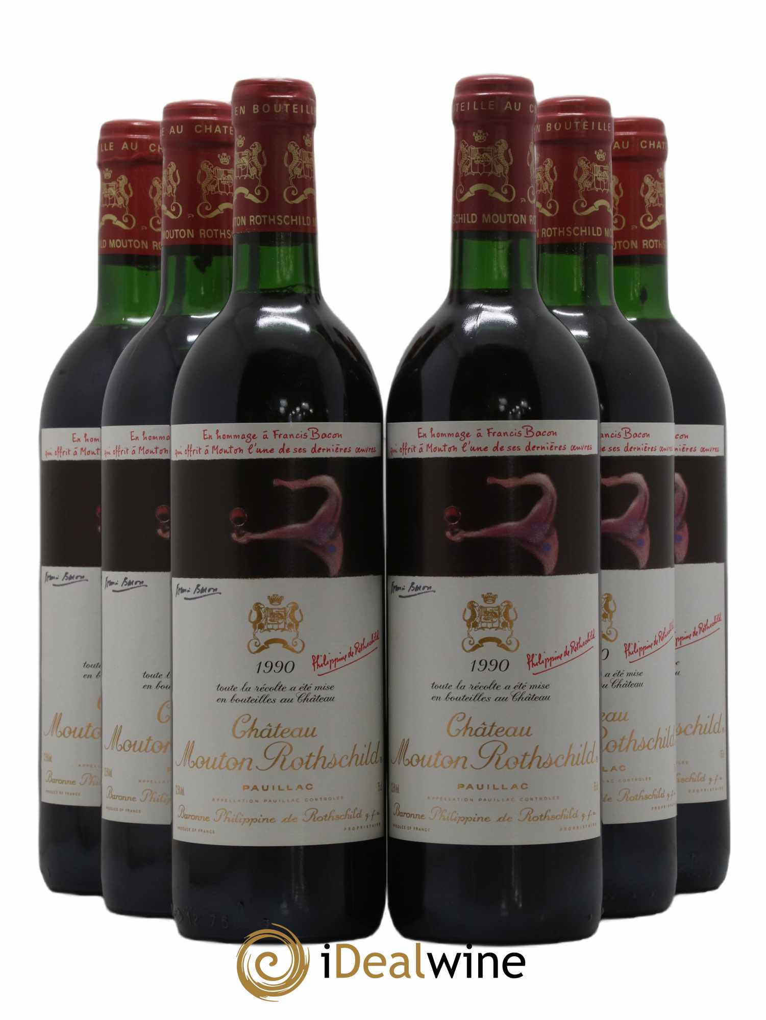 Château Mouton Rothschild 1er Grand Cru Classé 1990 - Lot de 6 bouteilles - 0