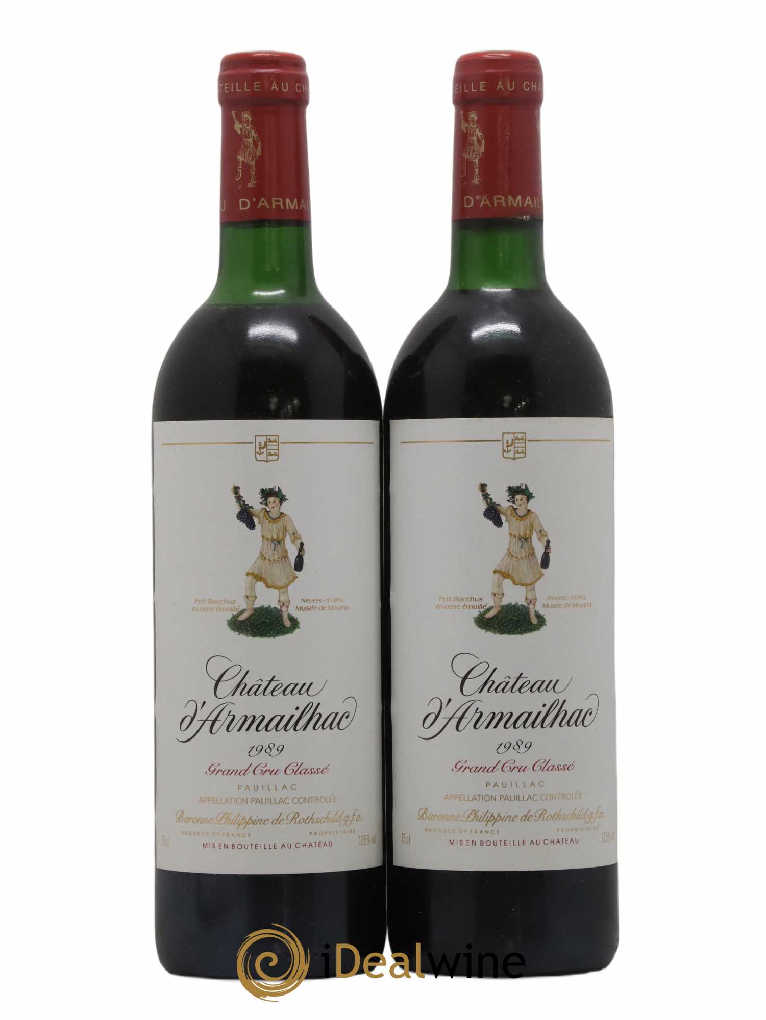 Château d' Armailhac - Mouton Baron(ne) Philippe 5ème Grand Cru Classé 1989 - Lot de 2 bouteilles - 0