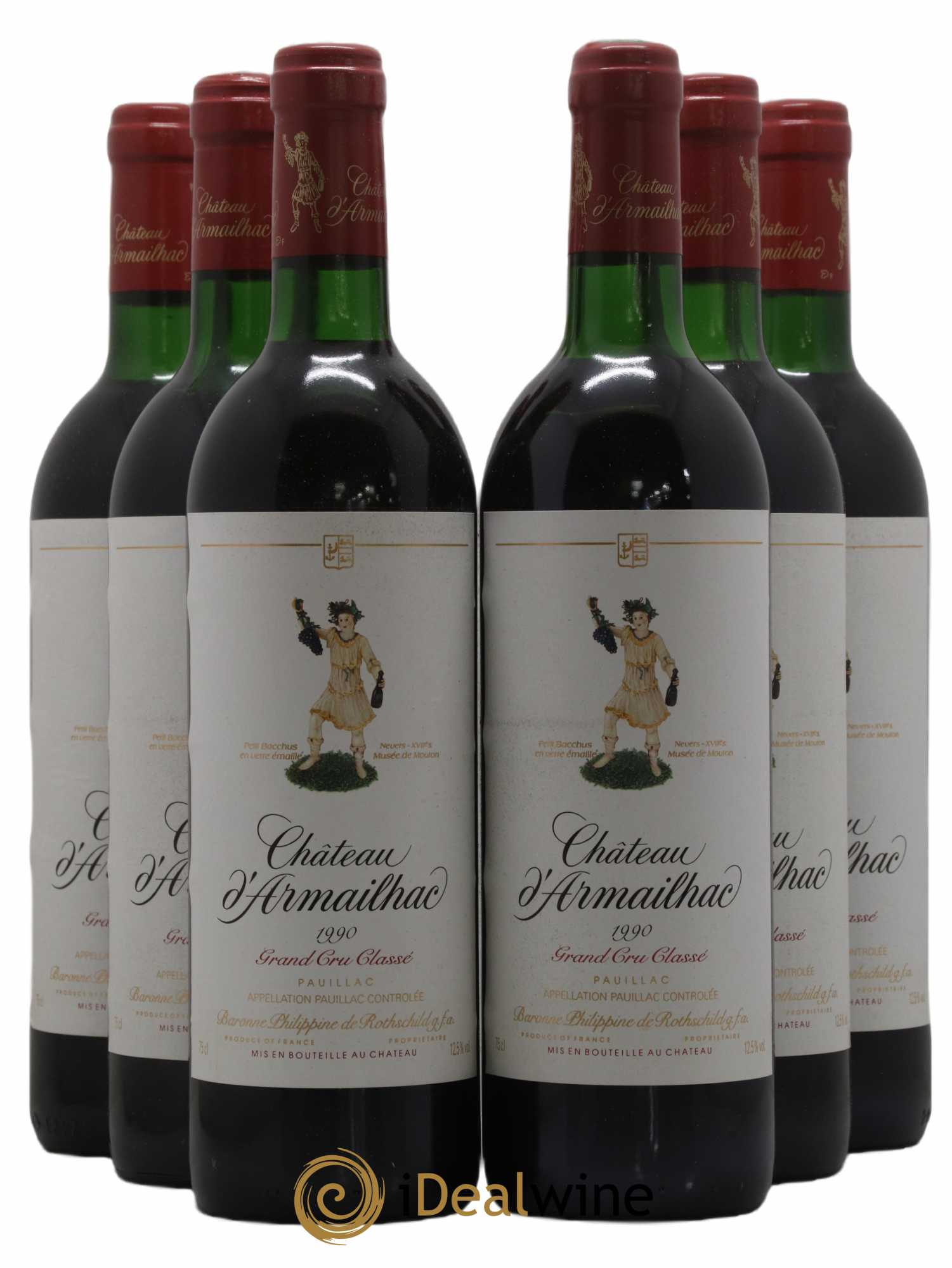 Château d' Armailhac - Mouton Baron(ne) Philippe 5ème Grand Cru Classé 1990 - Lot de 6 bouteilles - 0