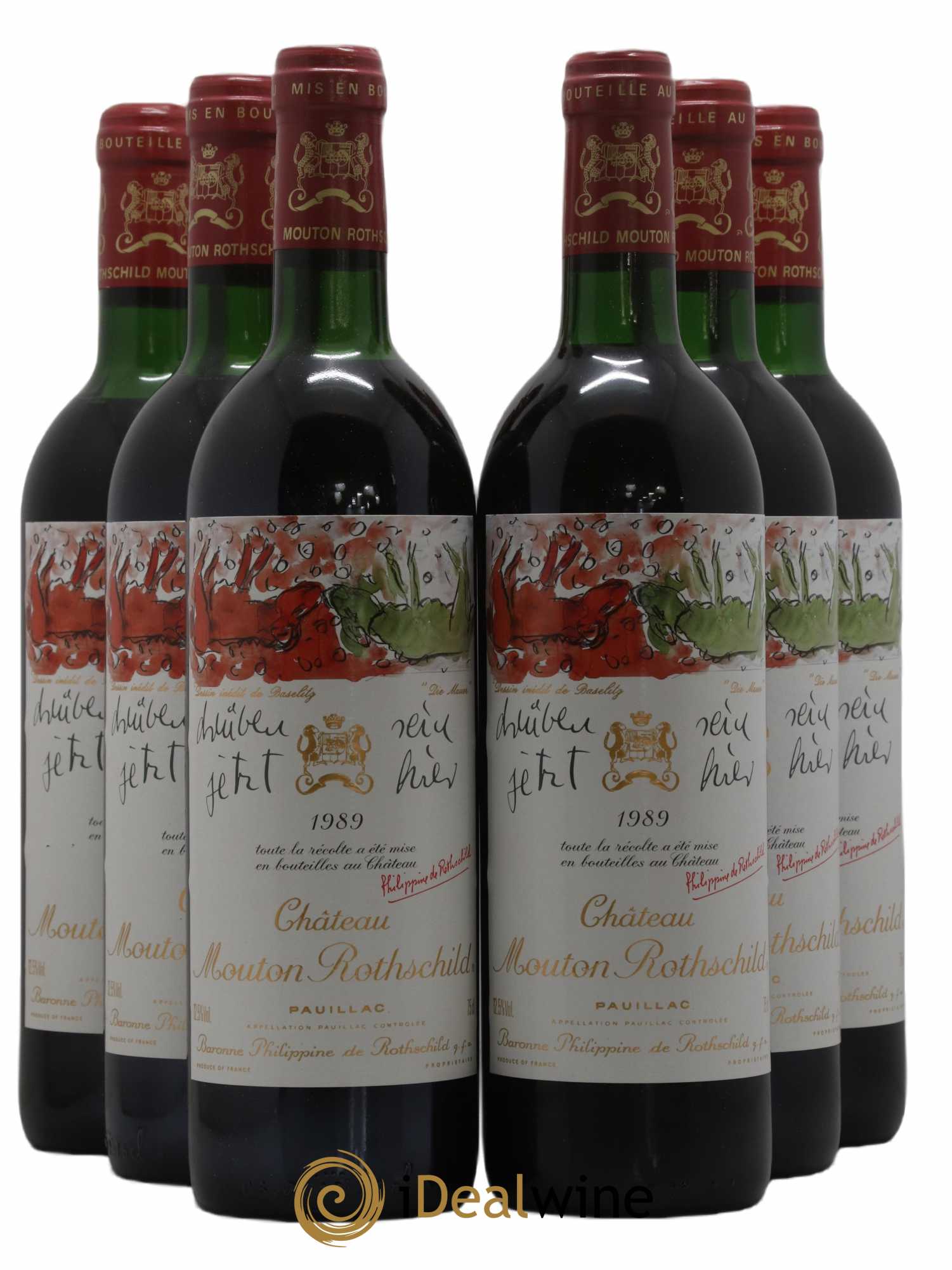 Château Mouton Rothschild 1er Grand Cru Classé 1989 - Lot de 6 bouteilles - 0