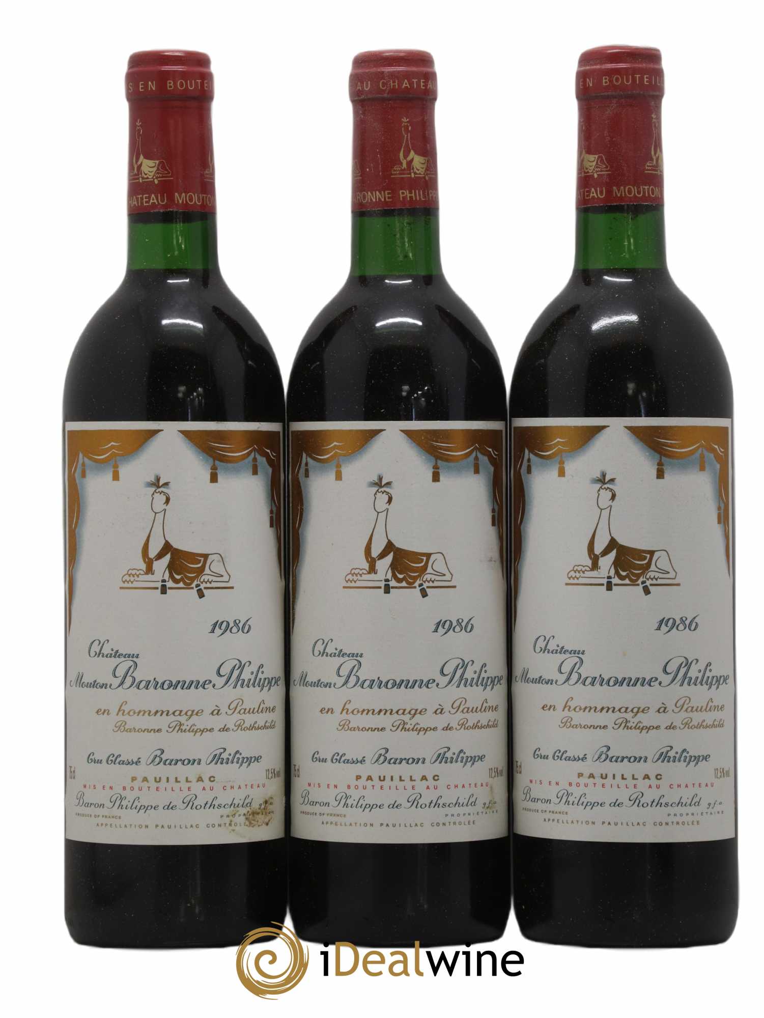 Château d' Armailhac - Mouton Baron(ne) Philippe 5ème Grand Cru Classé 1986 - Lot de 6 bouteilles - 1