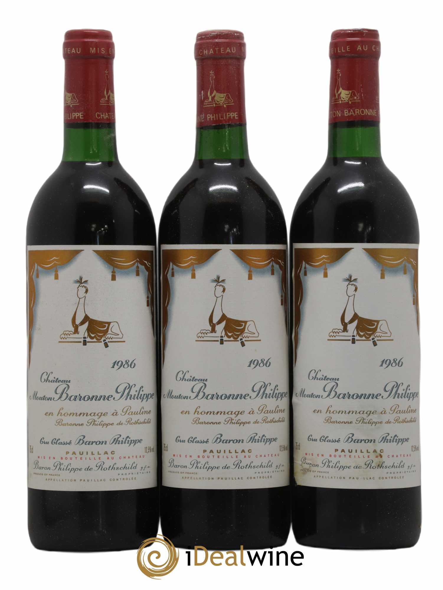 Château d' Armailhac - Mouton Baron(ne) Philippe 5ème Grand Cru Classé 1986 - Lot de 6 bouteilles - 2