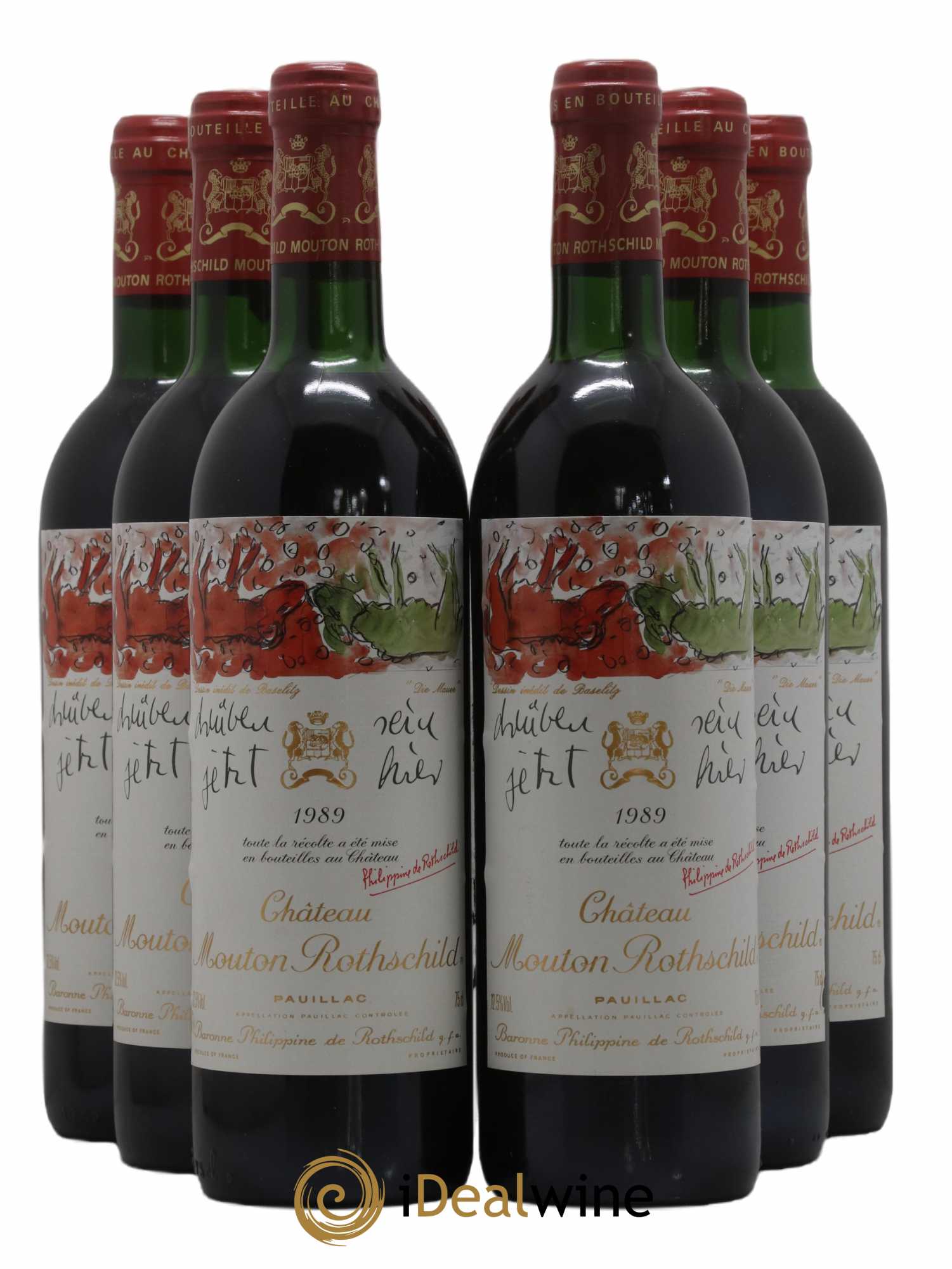 Château Mouton Rothschild 1er Grand Cru Classé 1989 - Lot de 6 bouteilles - 0