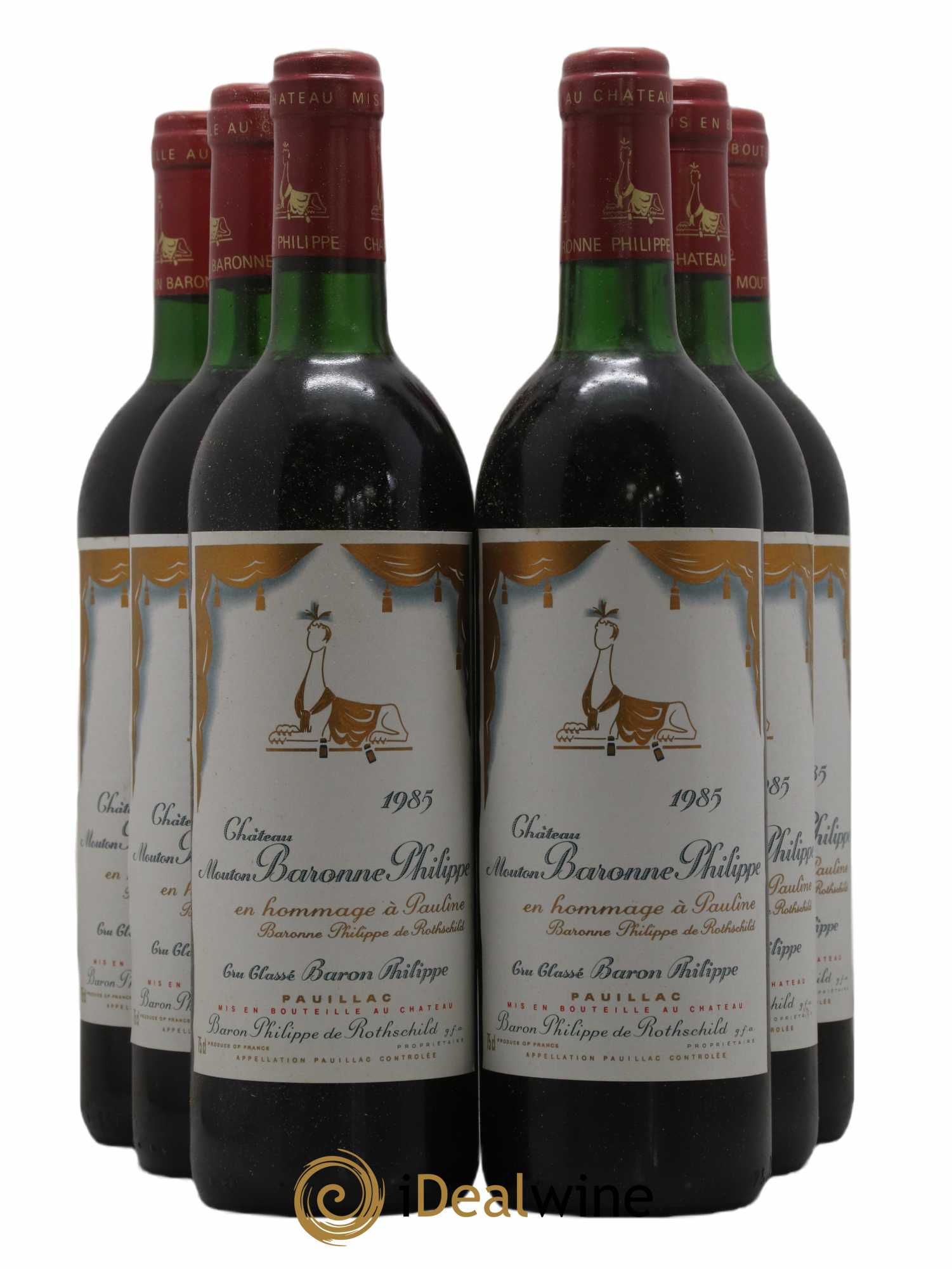 Château d' Armailhac - Mouton Baron(ne) Philippe 5ème Grand Cru Classé 1985 - Lot de 6 bouteilles - 0