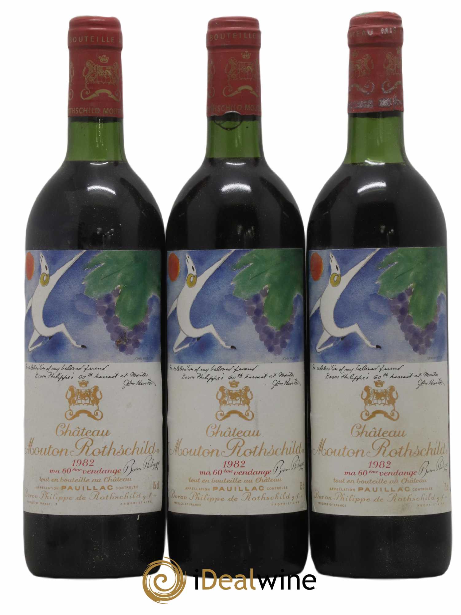 Château Mouton Rothschild 1er Grand Cru Classé 1982 - Lot de 3 bouteilles - 0
