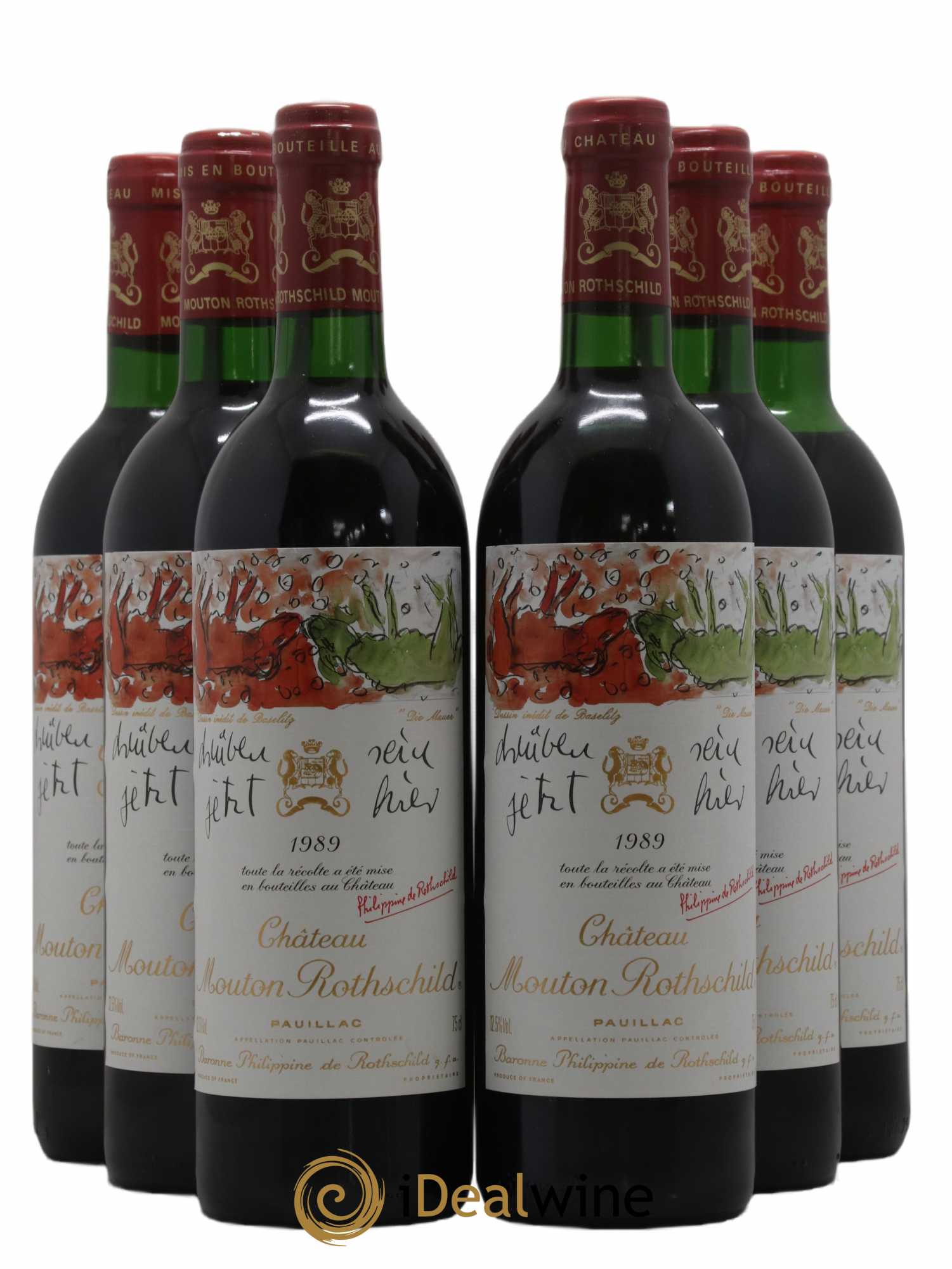 Château Mouton Rothschild 1er Grand Cru Classé 1989 - Lot de 6 bouteilles - 0