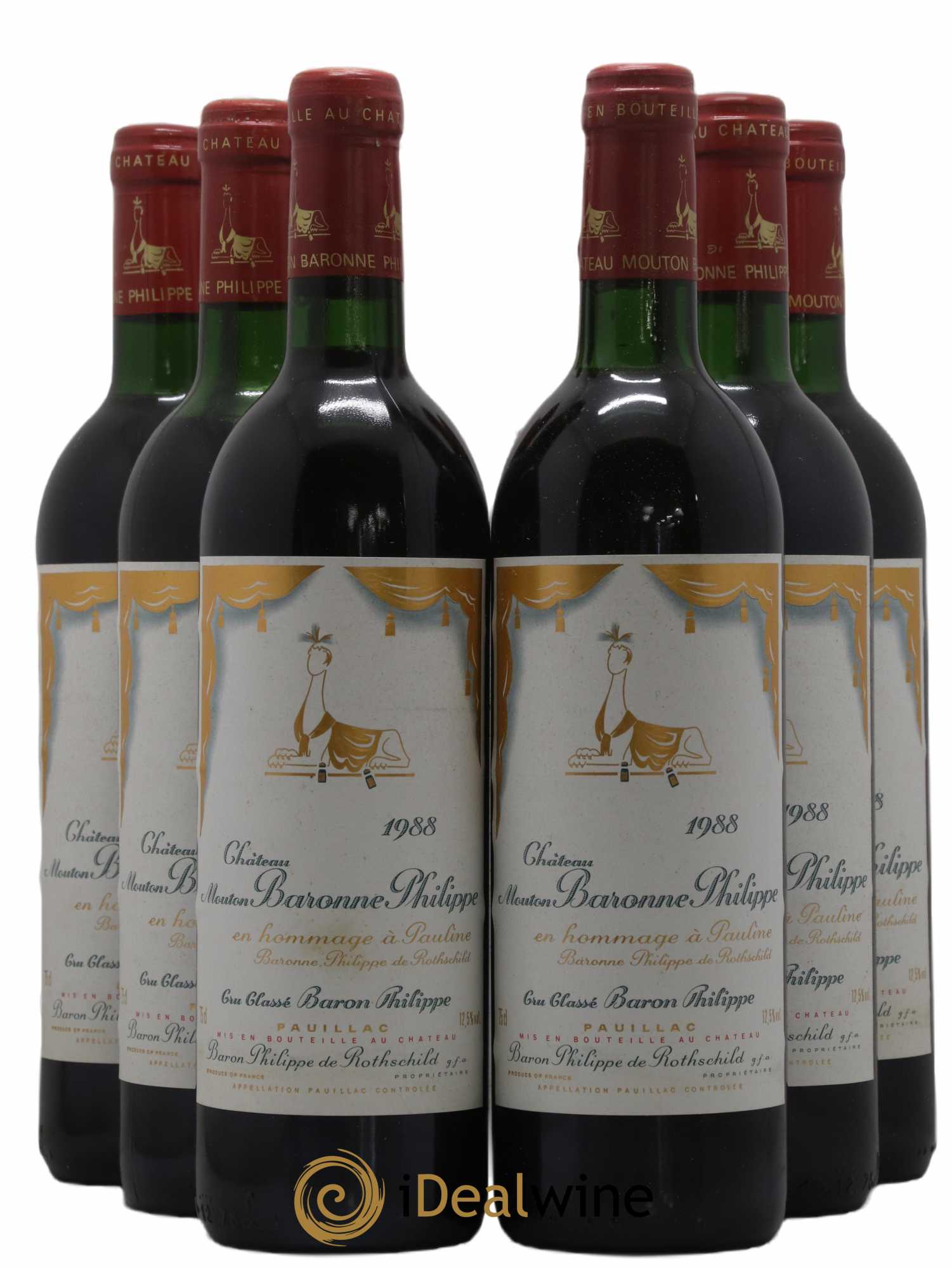 Château d' Armailhac - Mouton Baron(ne) Philippe 5ème Grand Cru Classé 1988 - Lot de 6 bouteilles - 0