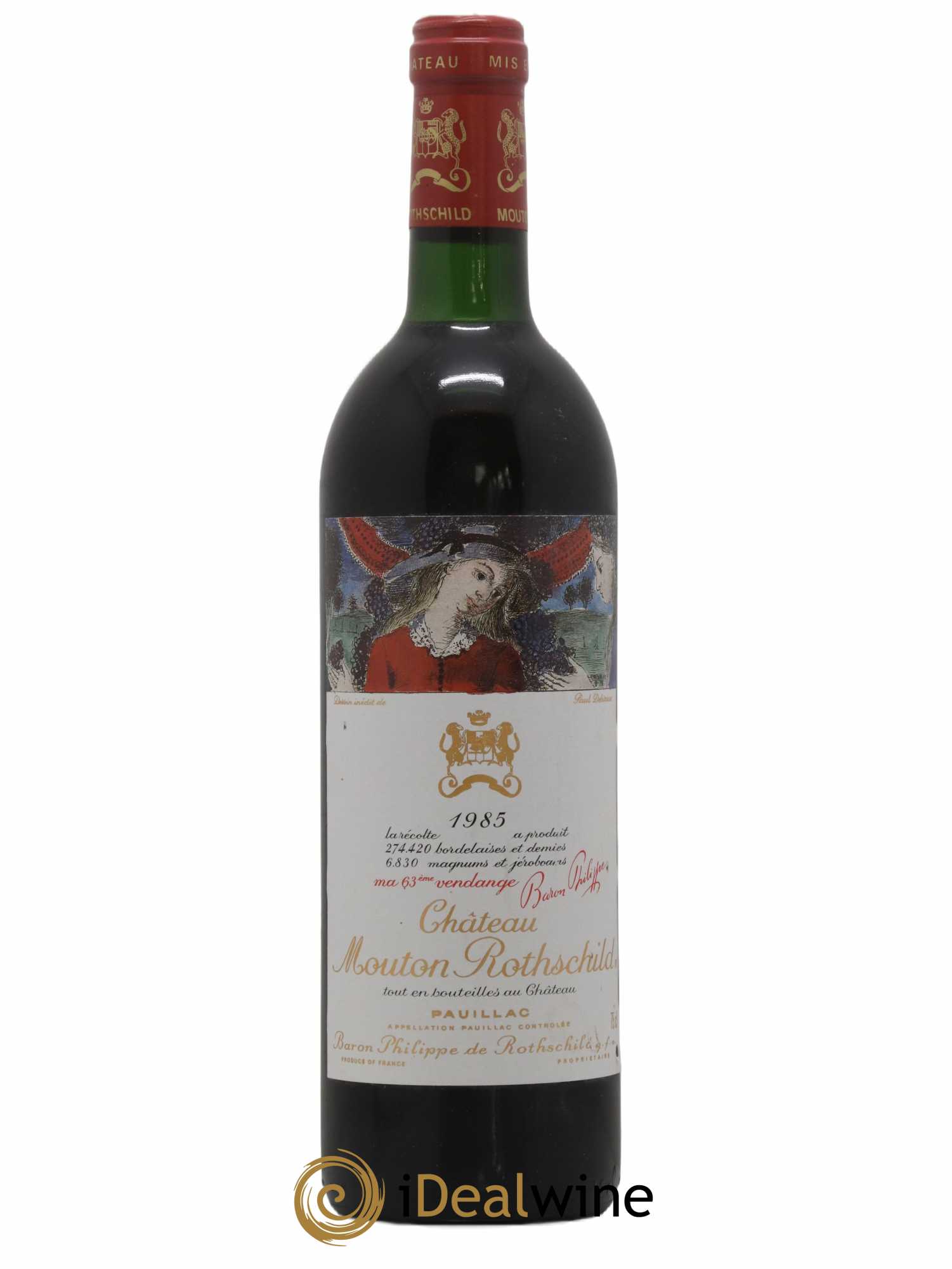 Château Mouton Rothschild 1er Grand Cru Classé 1985 - Lot de 1 bouteille - 0