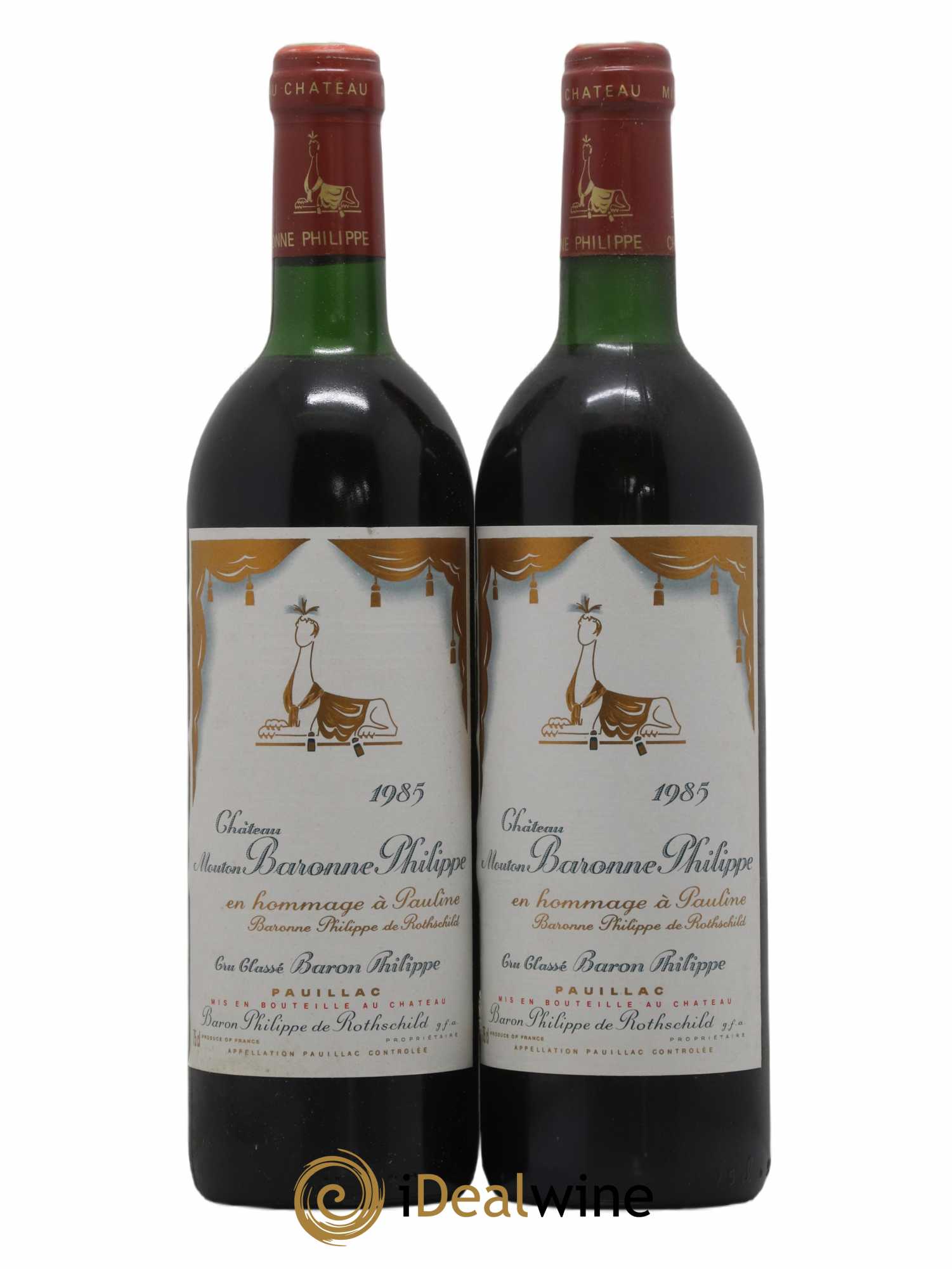 Château d' Armailhac - Mouton Baron(ne) Philippe 5ème Grand Cru Classé 1985 - Lot de 2 bouteilles - 0