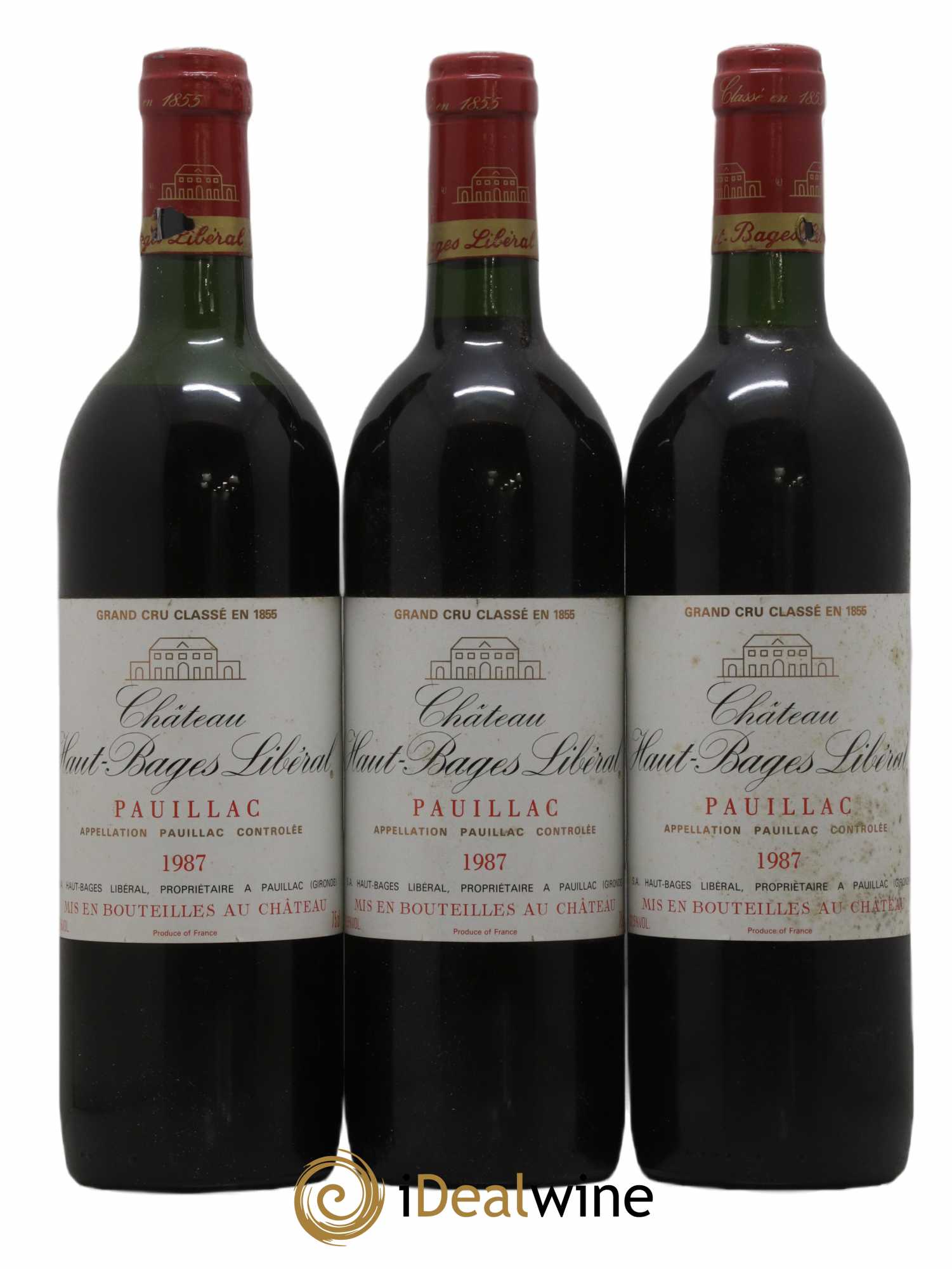 Château Haut Bages Libéral 5ème Grand Cru Classé 1987 - Lot de 3 bouteilles - 0