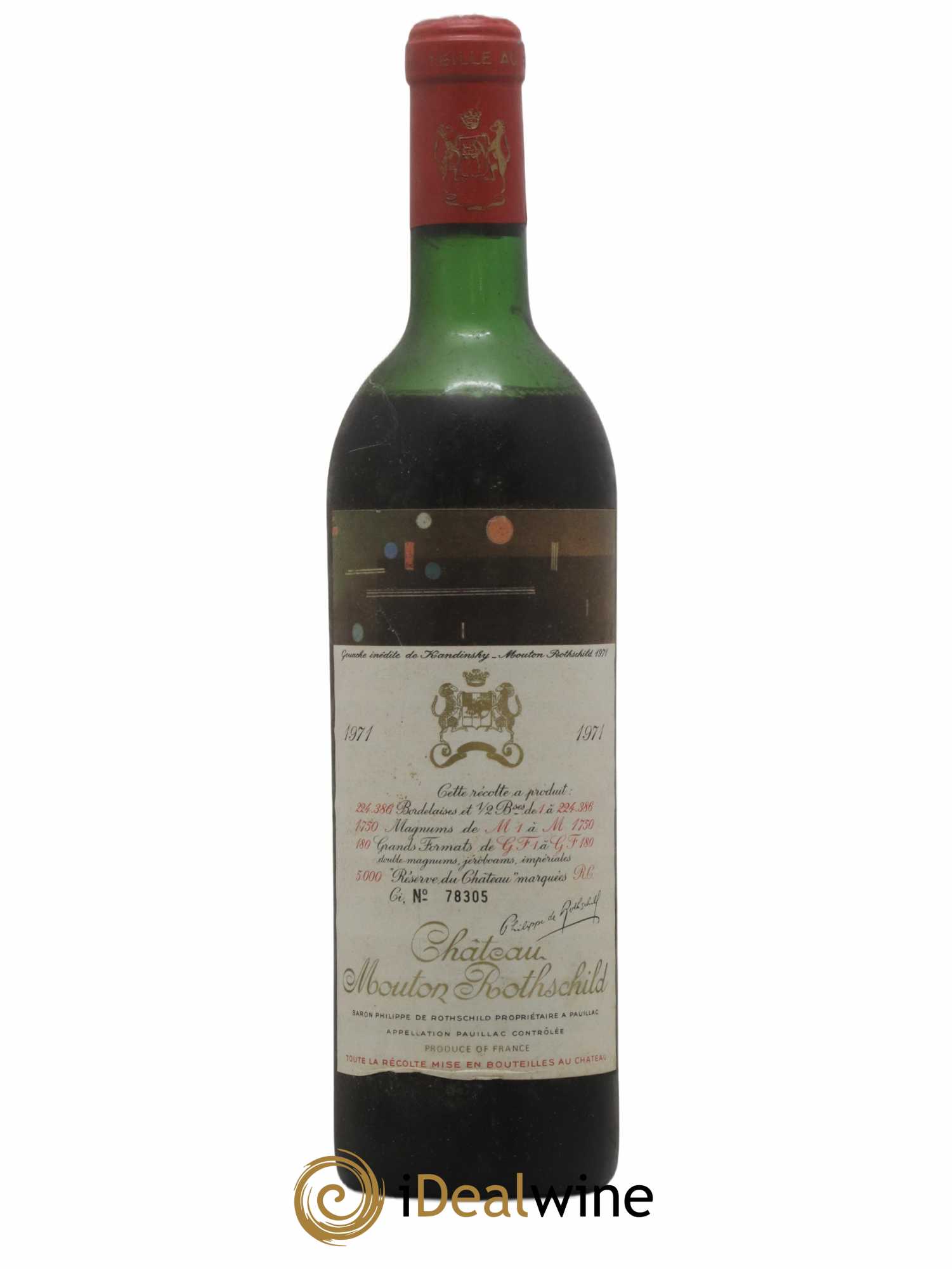 Château Mouton Rothschild 1er Grand Cru Classé 1971 - Lot de 1 bouteille - 0