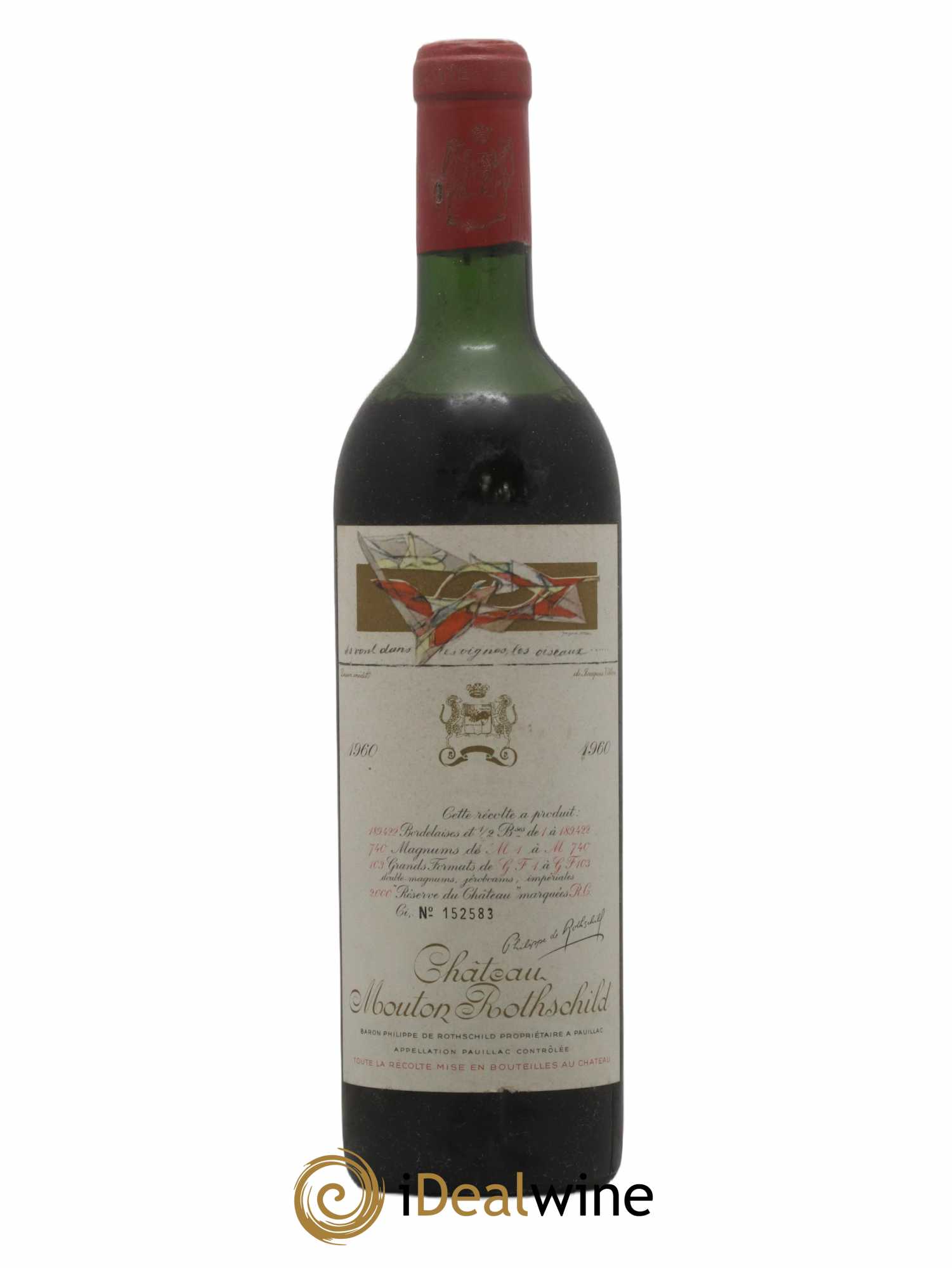 Château Mouton Rothschild 1er Grand Cru Classé 1960 - Lot de 1 bouteille - 0