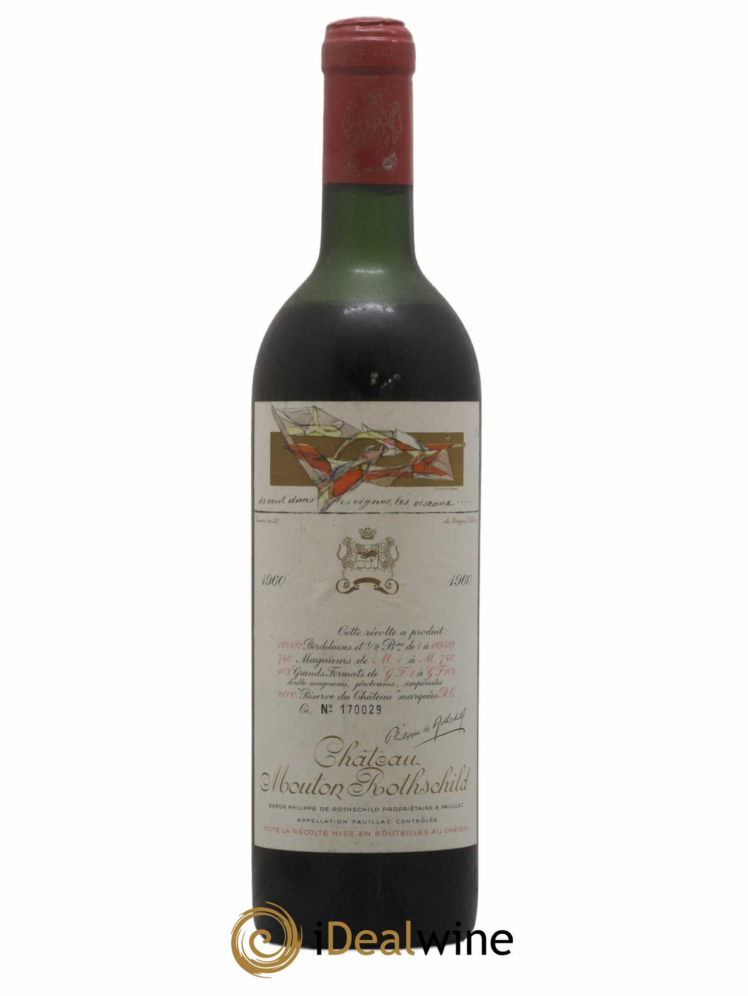 Château Mouton Rothschild 1er Grand Cru Classé 1960 - Lot de 1 bouteille - 0