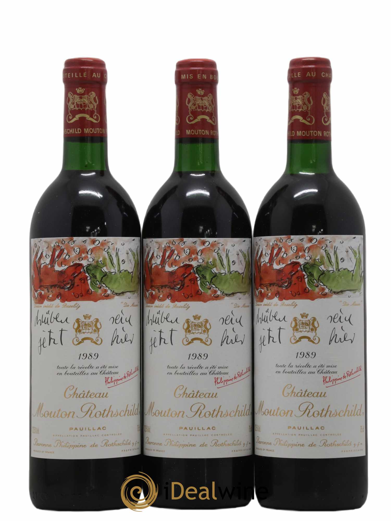 Château Mouton Rothschild 1er Grand Cru Classé 1989 - Lot de 3 bouteilles - 0