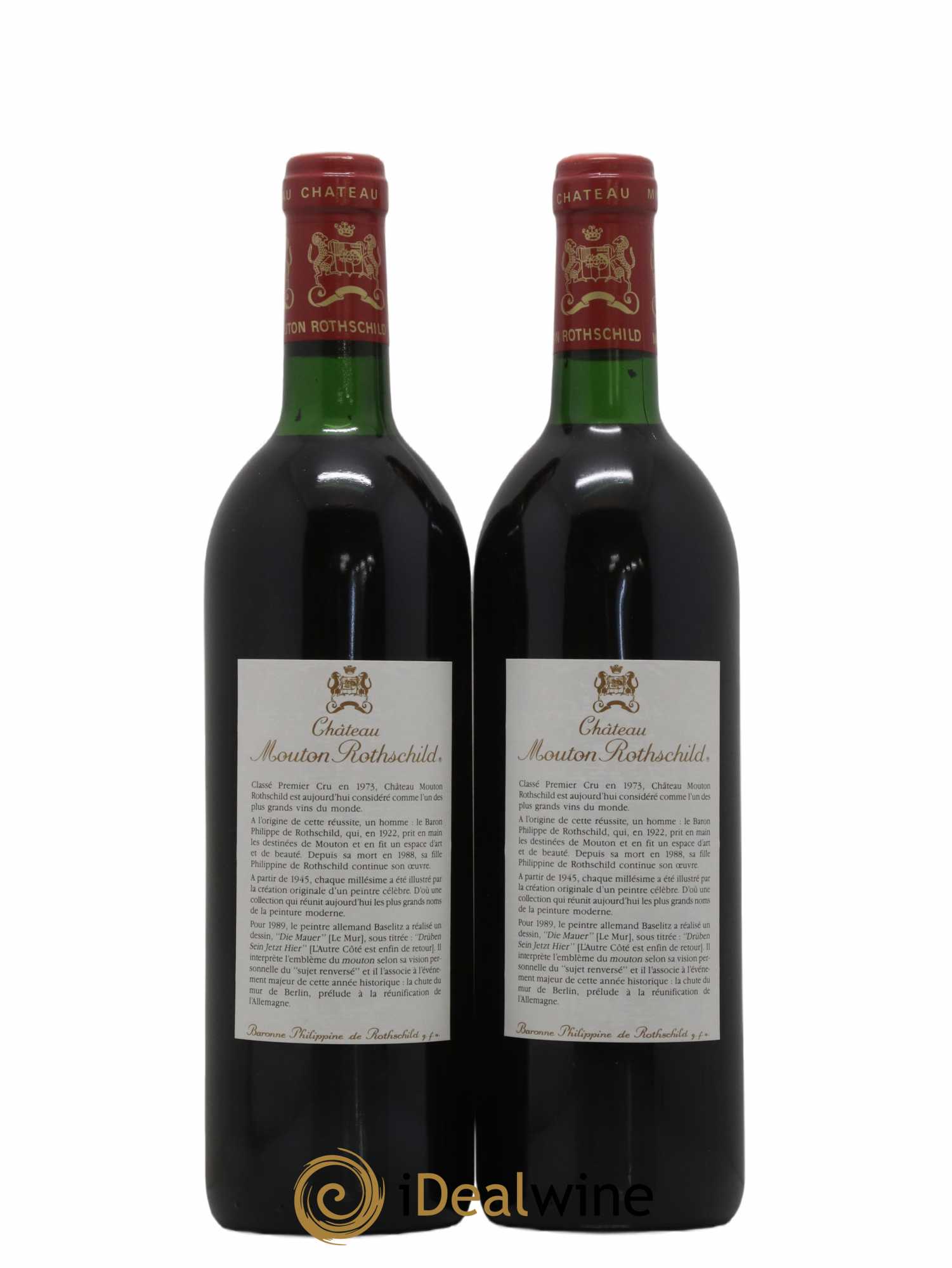 Château Mouton Rothschild 1er Grand Cru Classé 1989 - Lot de 2 bouteilles - 1