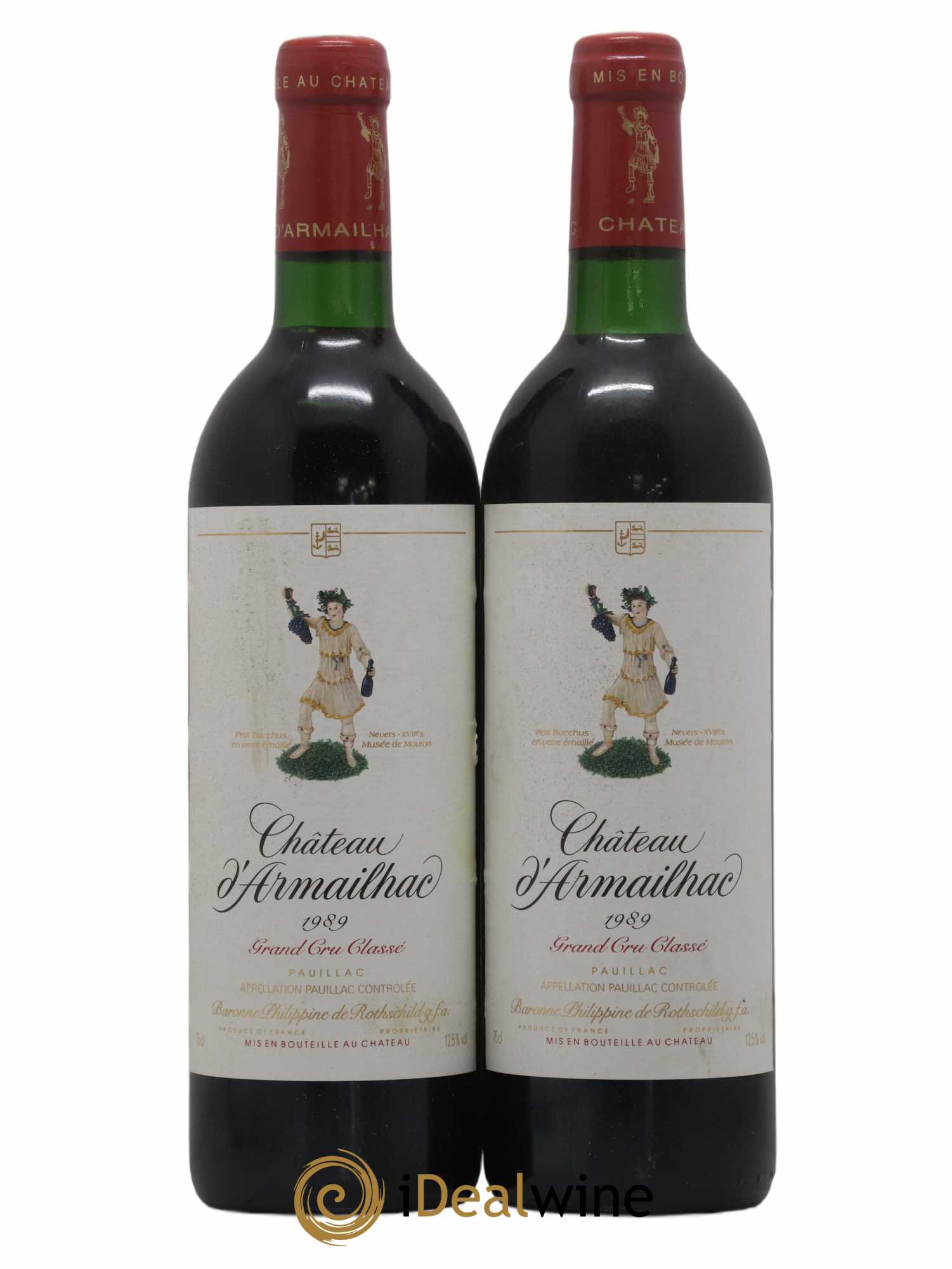 Château d' Armailhac - Mouton Baron(ne) Philippe 5ème Grand Cru Classé 1989 - Lot de 2 bouteilles - 0