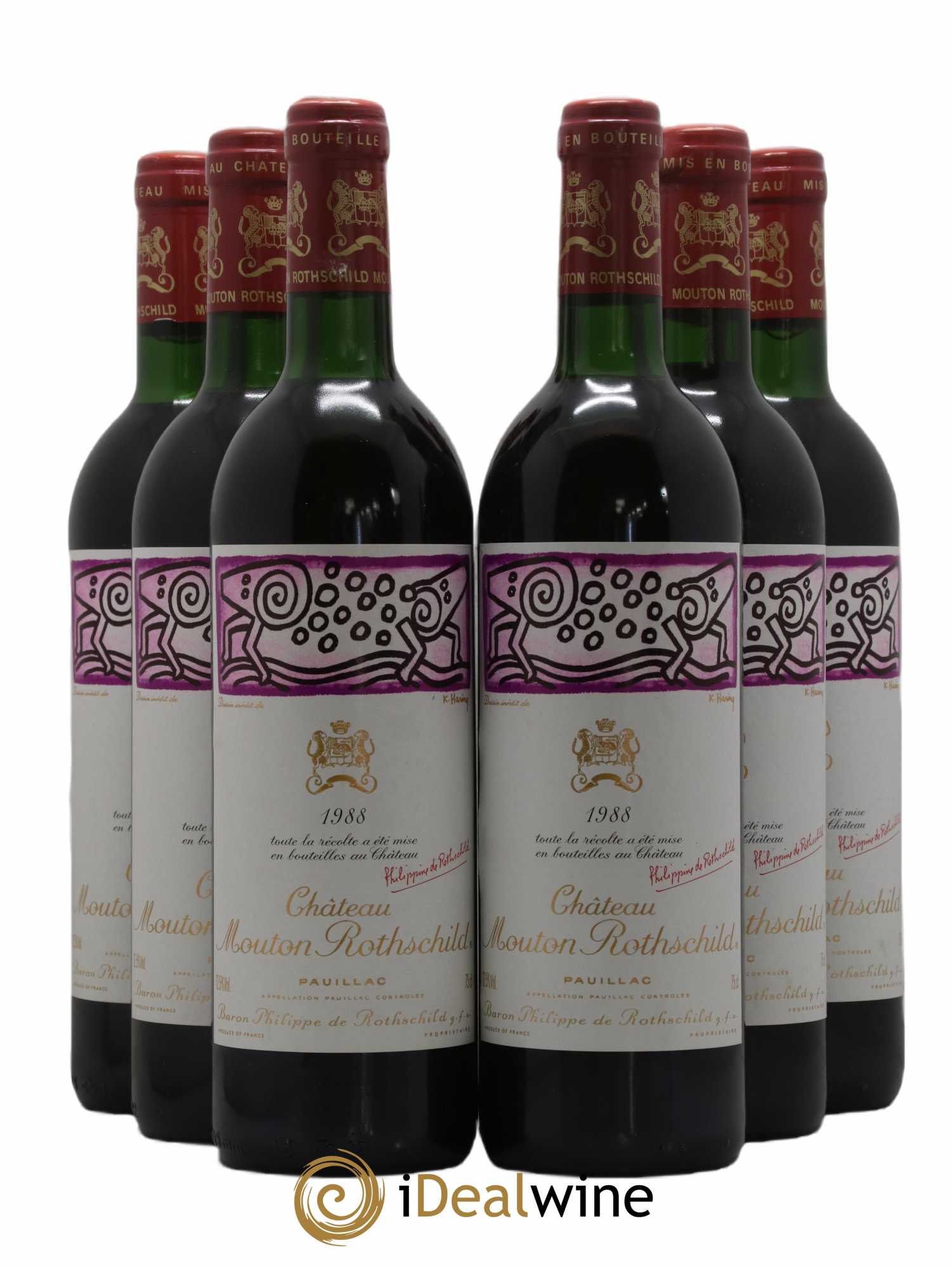 Château Mouton Rothschild 1er Grand Cru Classé 1988 - Lot de 6 bouteilles - 0