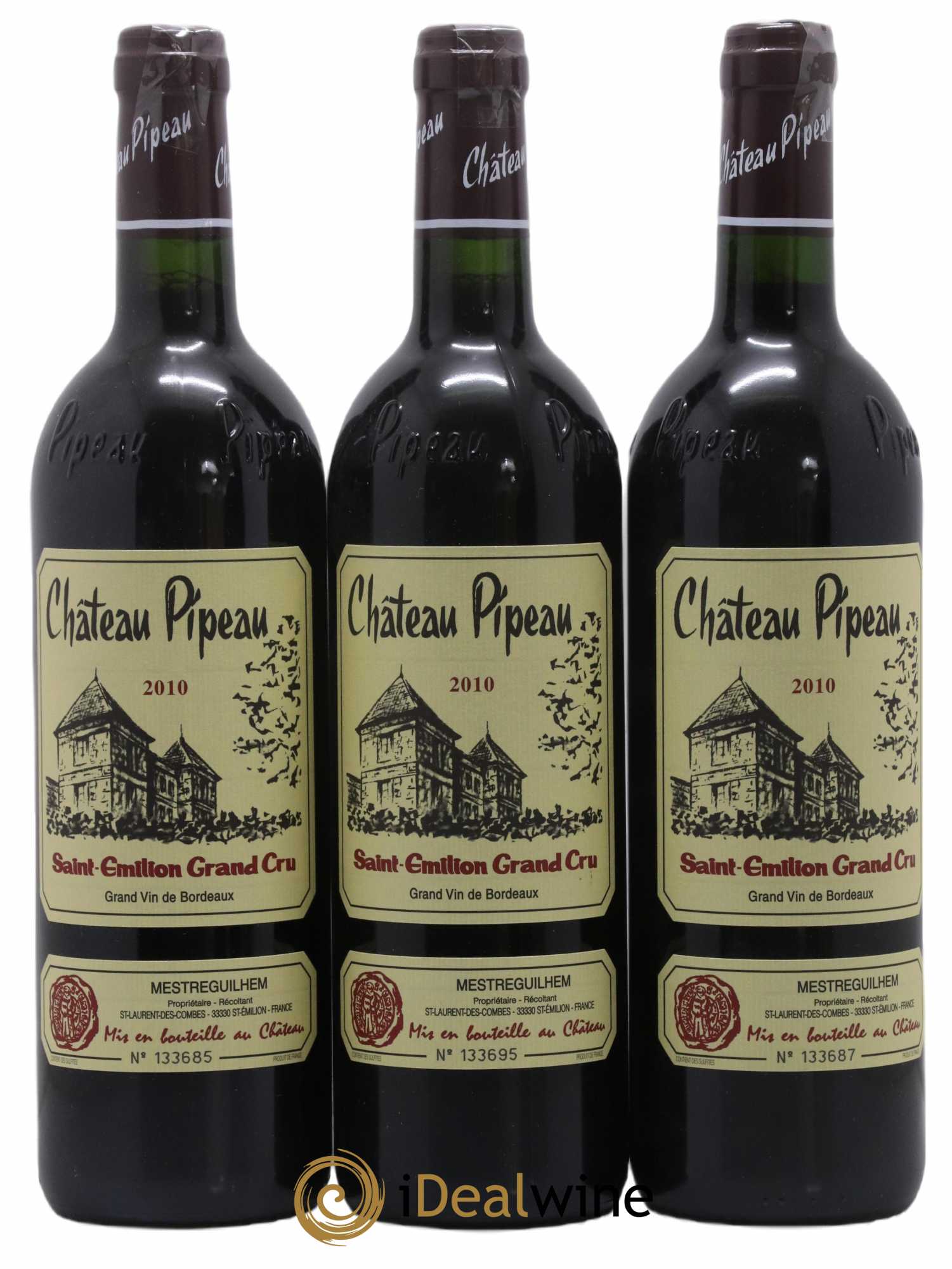 Château Pipeau 2010 - Lot de 3 bouteilles - 0