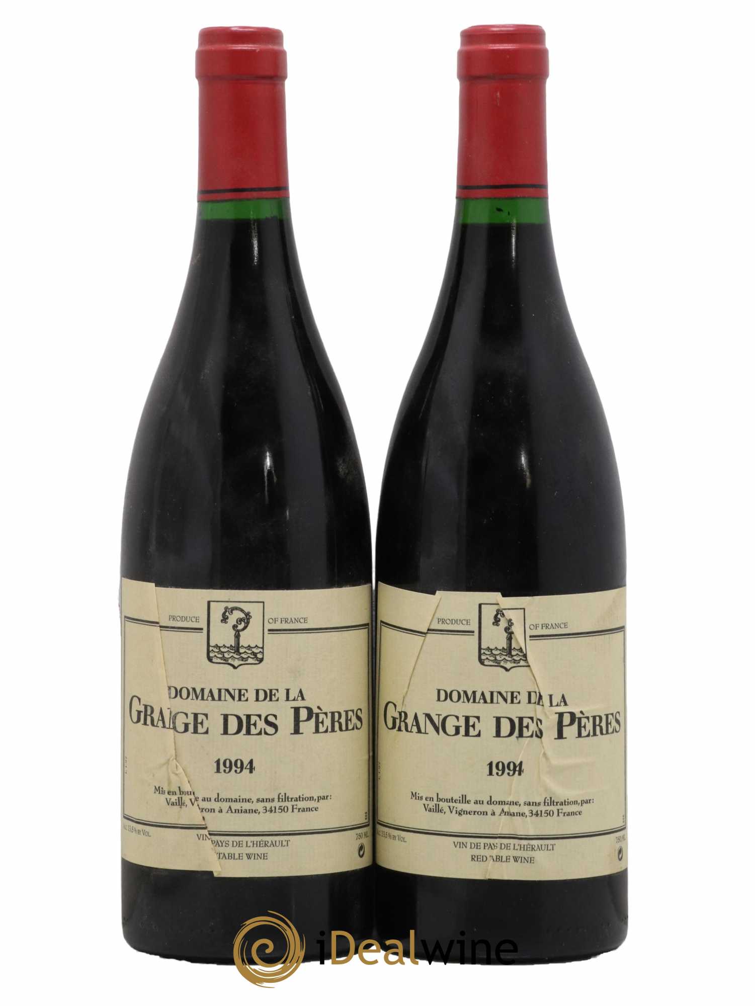 Pays d'Hérault Grange des Pères Laurent Vaillé 1994 - Lot de 2 bouteilles - 0