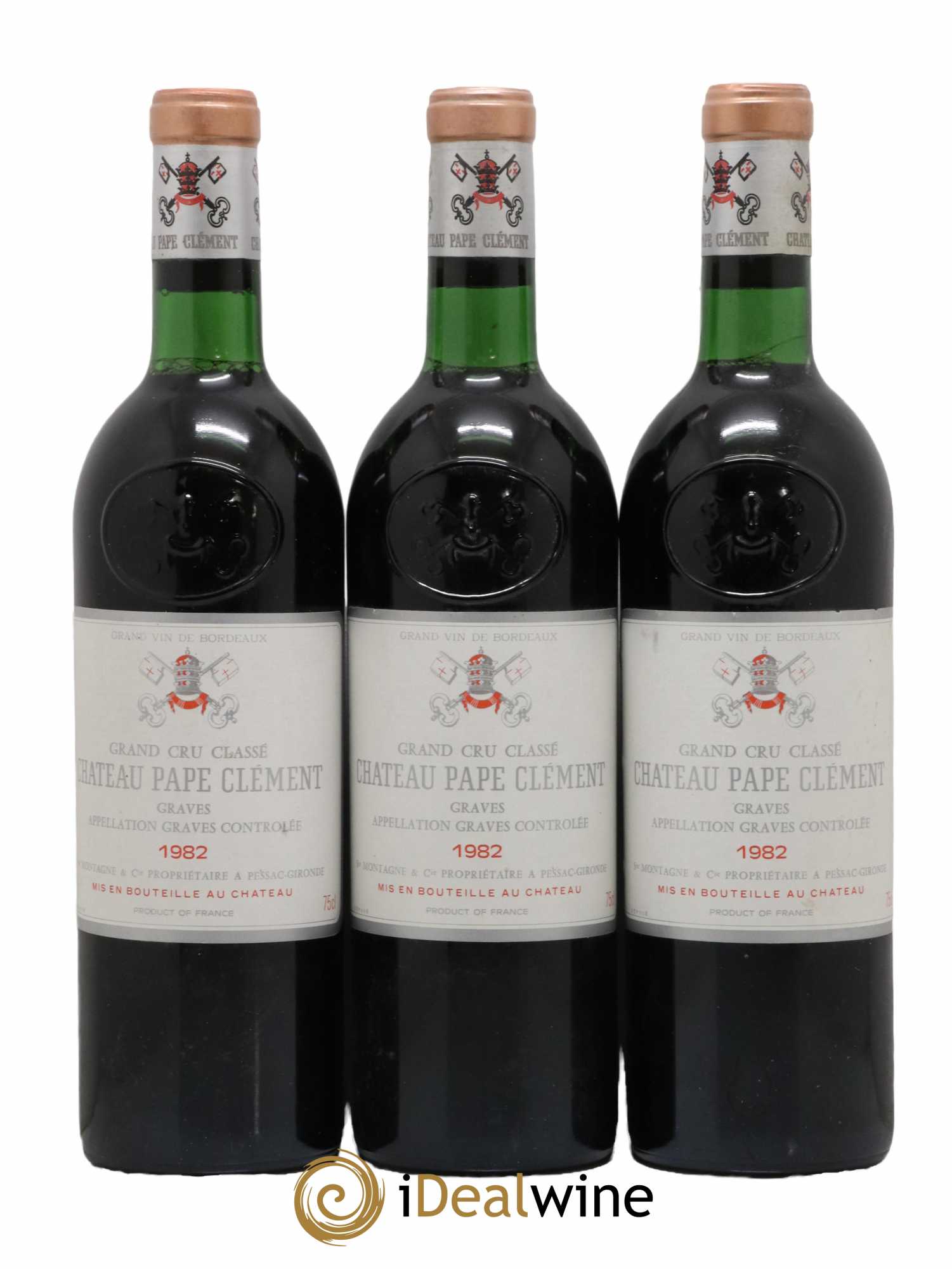 Château Pape Clément Cru Classé de Graves 1982 - Lot de 3 bouteilles - 0
