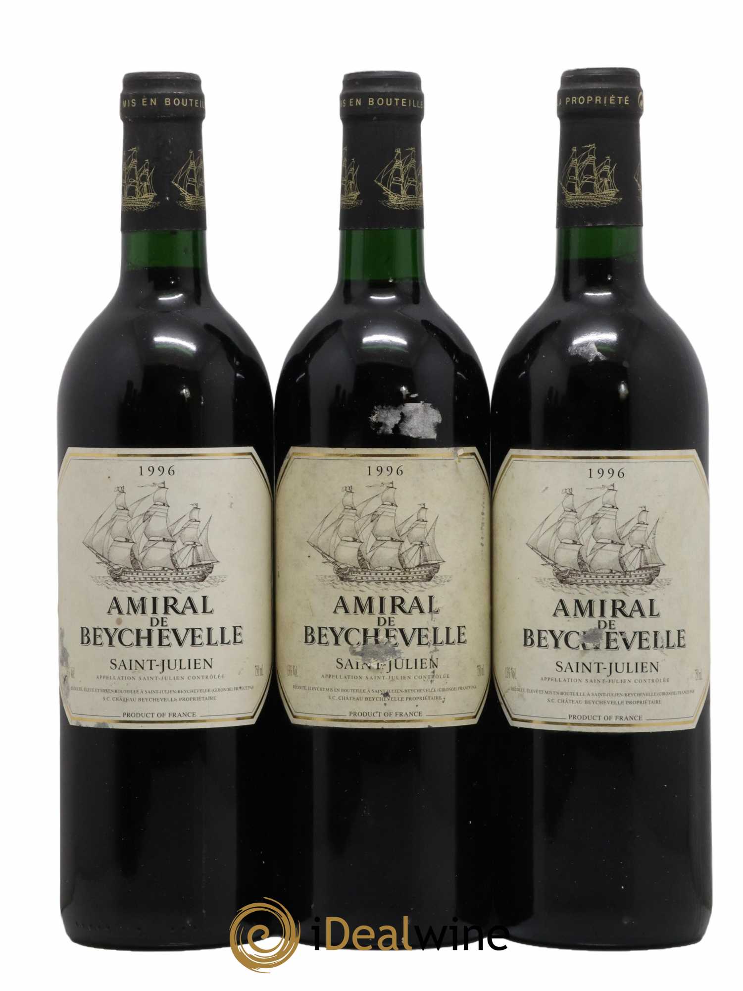 Amiral de Beychevelle Second Vin 1996 - Lot de 3 bouteilles - 0