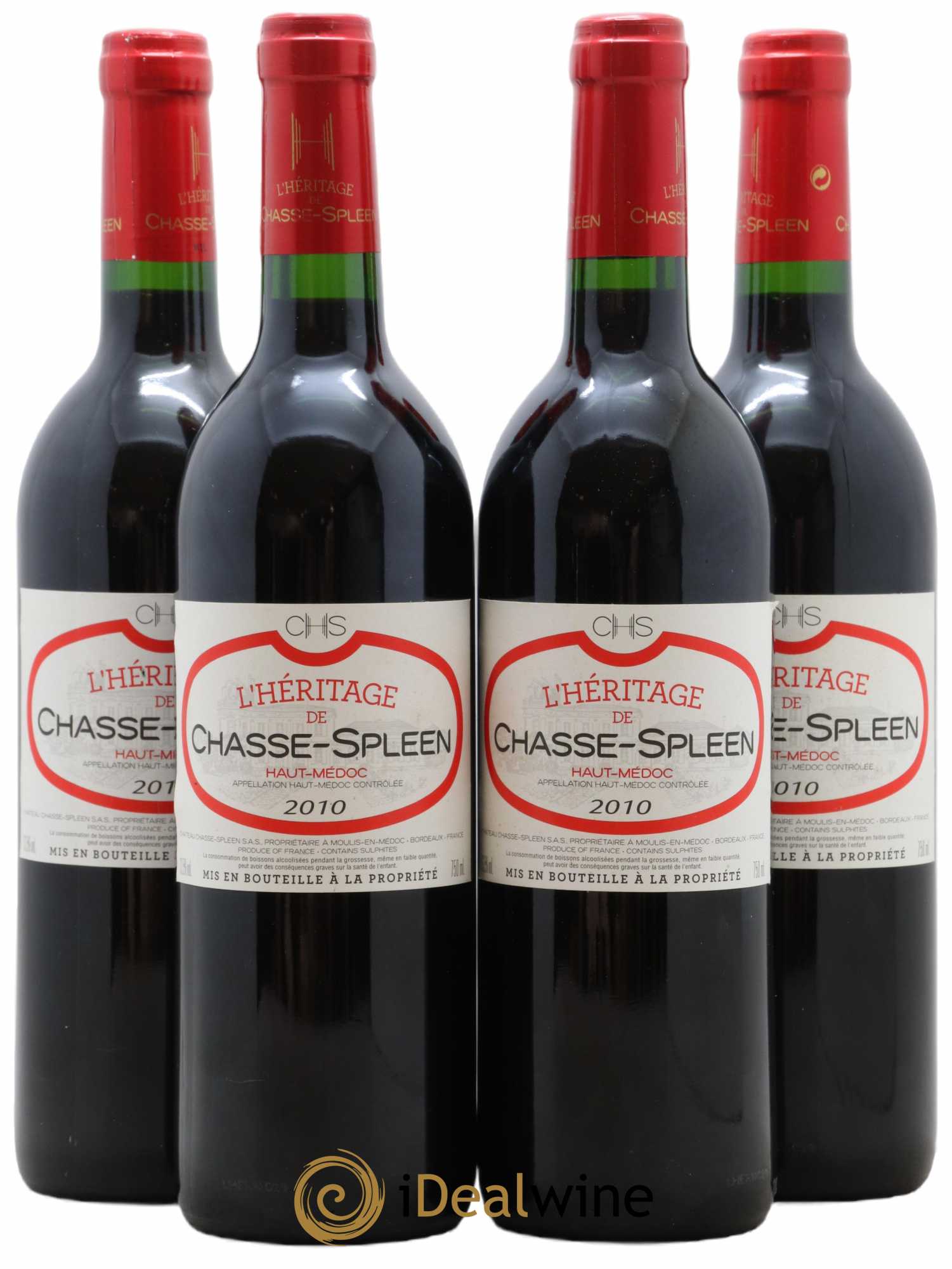 Héritage (Ermitage) de Chasse Spleen 2010 - Lot of 4 bottles - 0