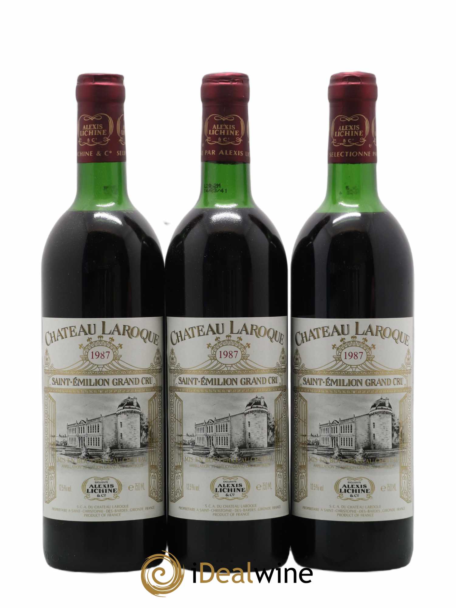 Château Laroque Grand Cru Classé 1987 - Lot de 3 bouteilles - 0