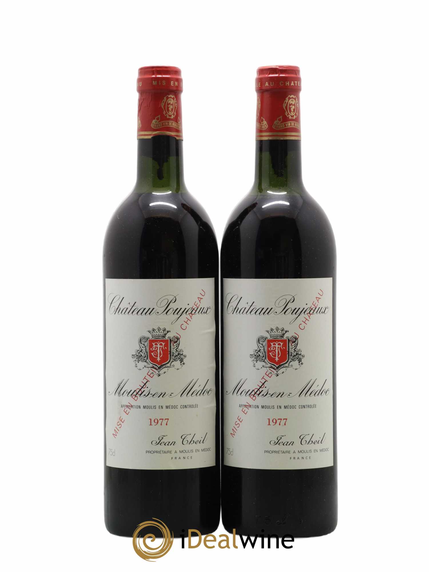 Château Poujeaux 1977 - Lot de 2 bouteilles - 0