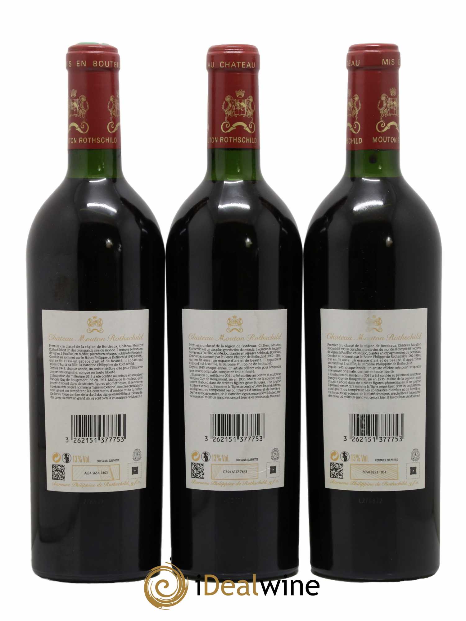 Château Mouton Rothschild 1er Grand Cru Classé 2011 - Posten von 3 Flaschen - 1