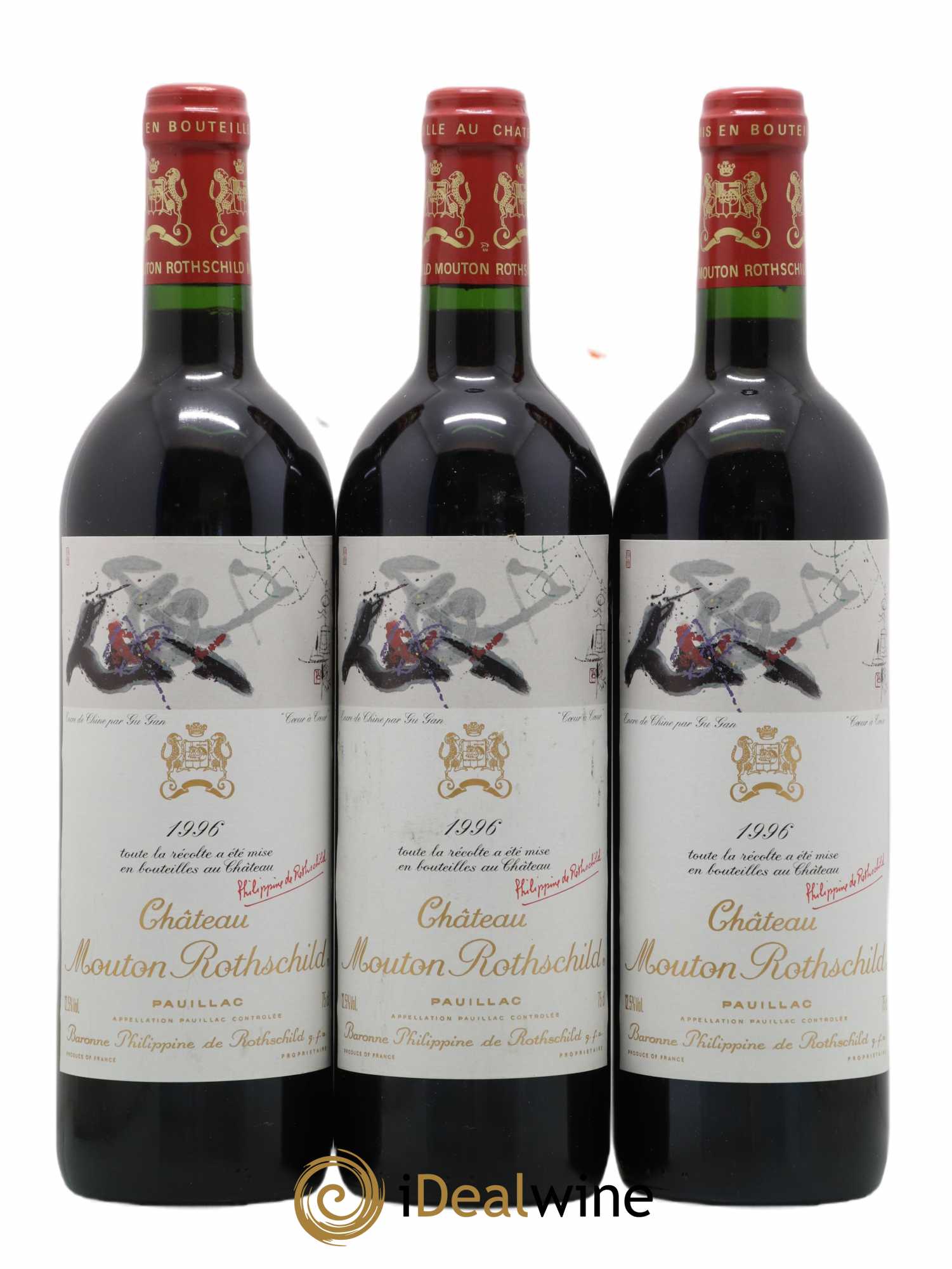 Château Mouton Rothschild 1er Grand Cru Classé 1996 - Lot de 3 bouteilles - 0