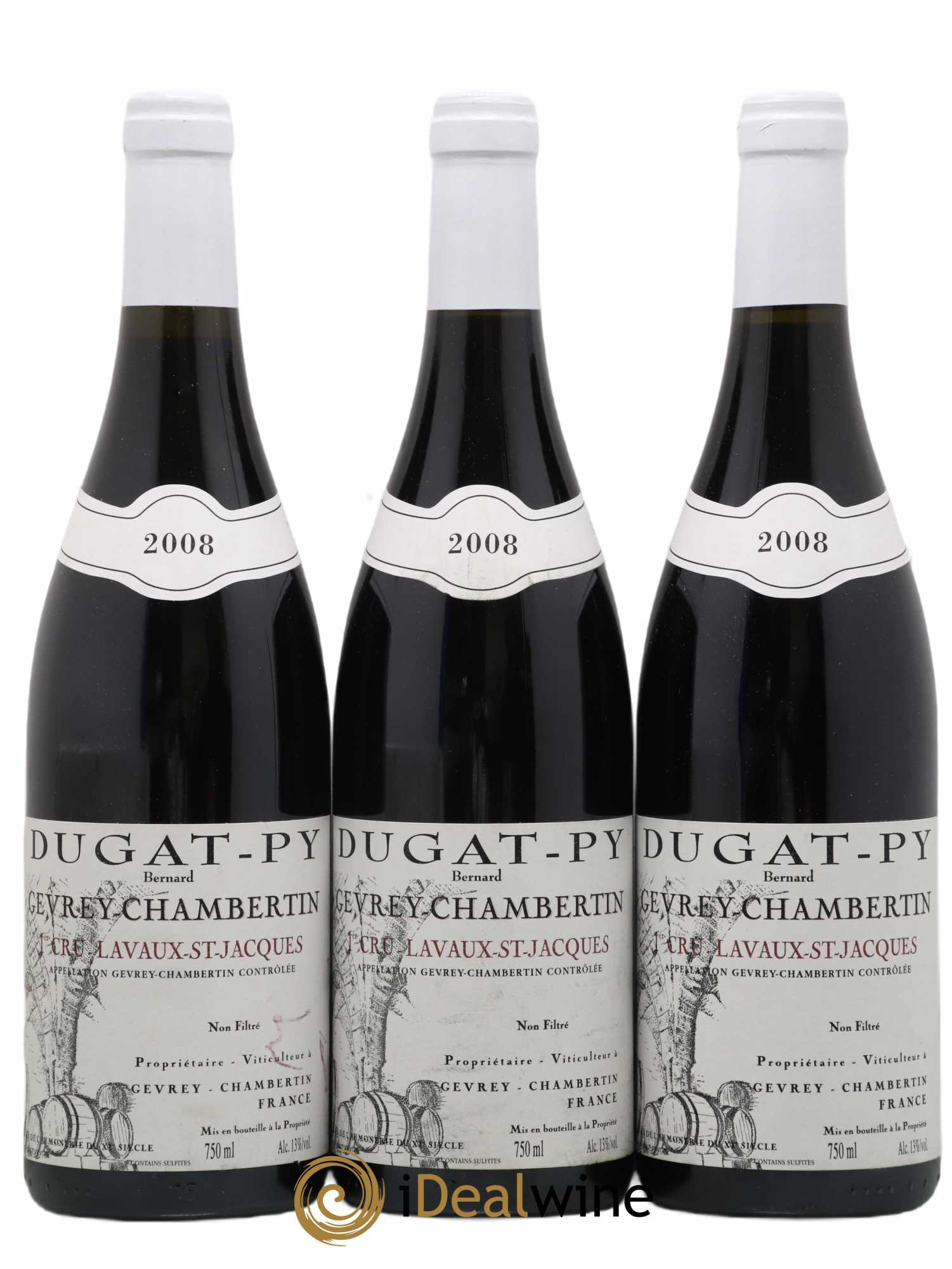 Gevrey-Chambertin 1er Cru Lavaux Saint Jacques Dugat-Py 2008 - Lot de 3 bouteilles - 0