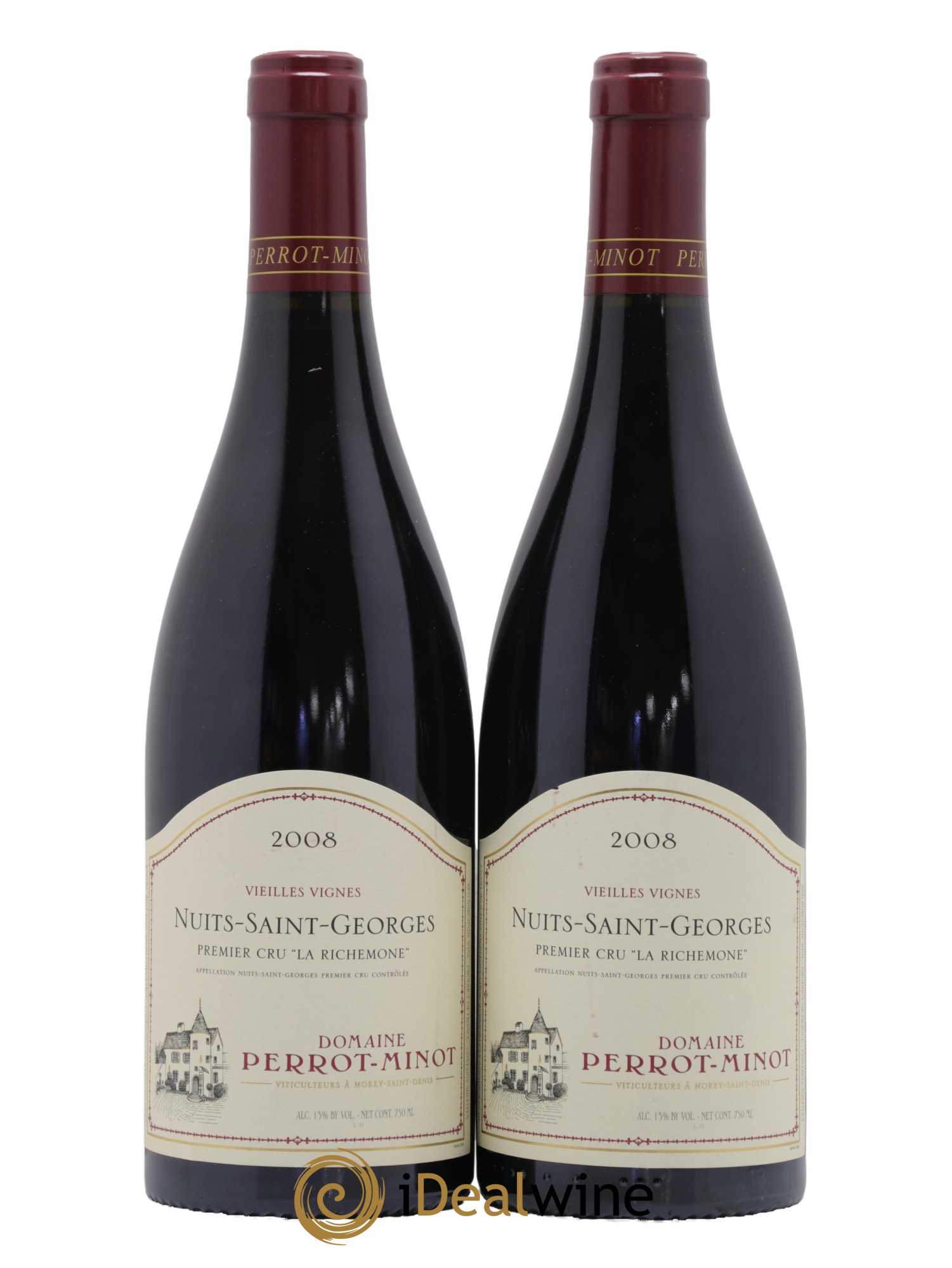 Nuits-Saint-Georges 1er Cru La Richemone Vieilles Vignes Perrot-Minot 2008 - Lot de 2 bouteilles - 0