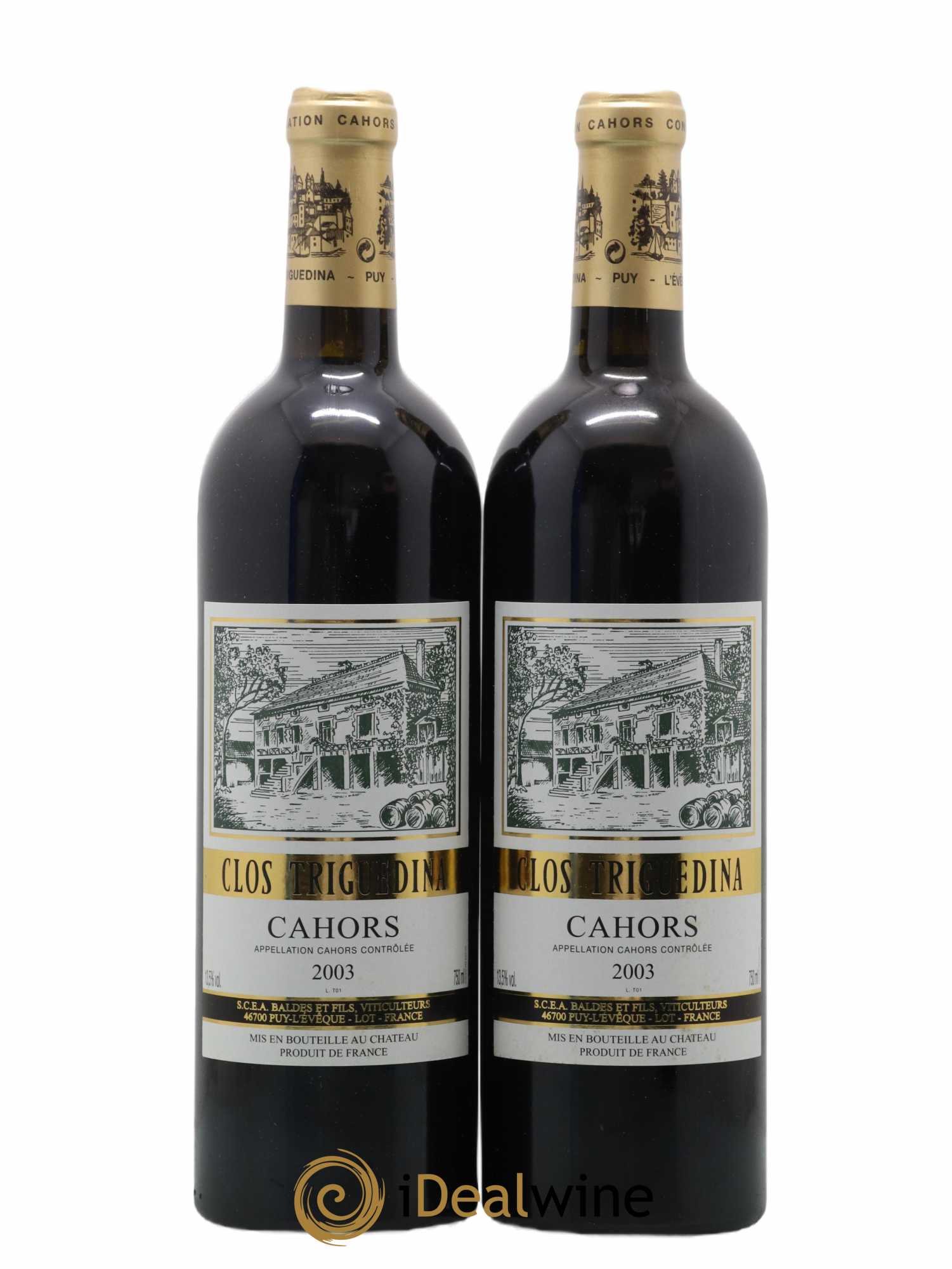 Cahors Clos Triguedina Jean-Luc Baldès 2003 - Lot de 2 bouteilles - 0