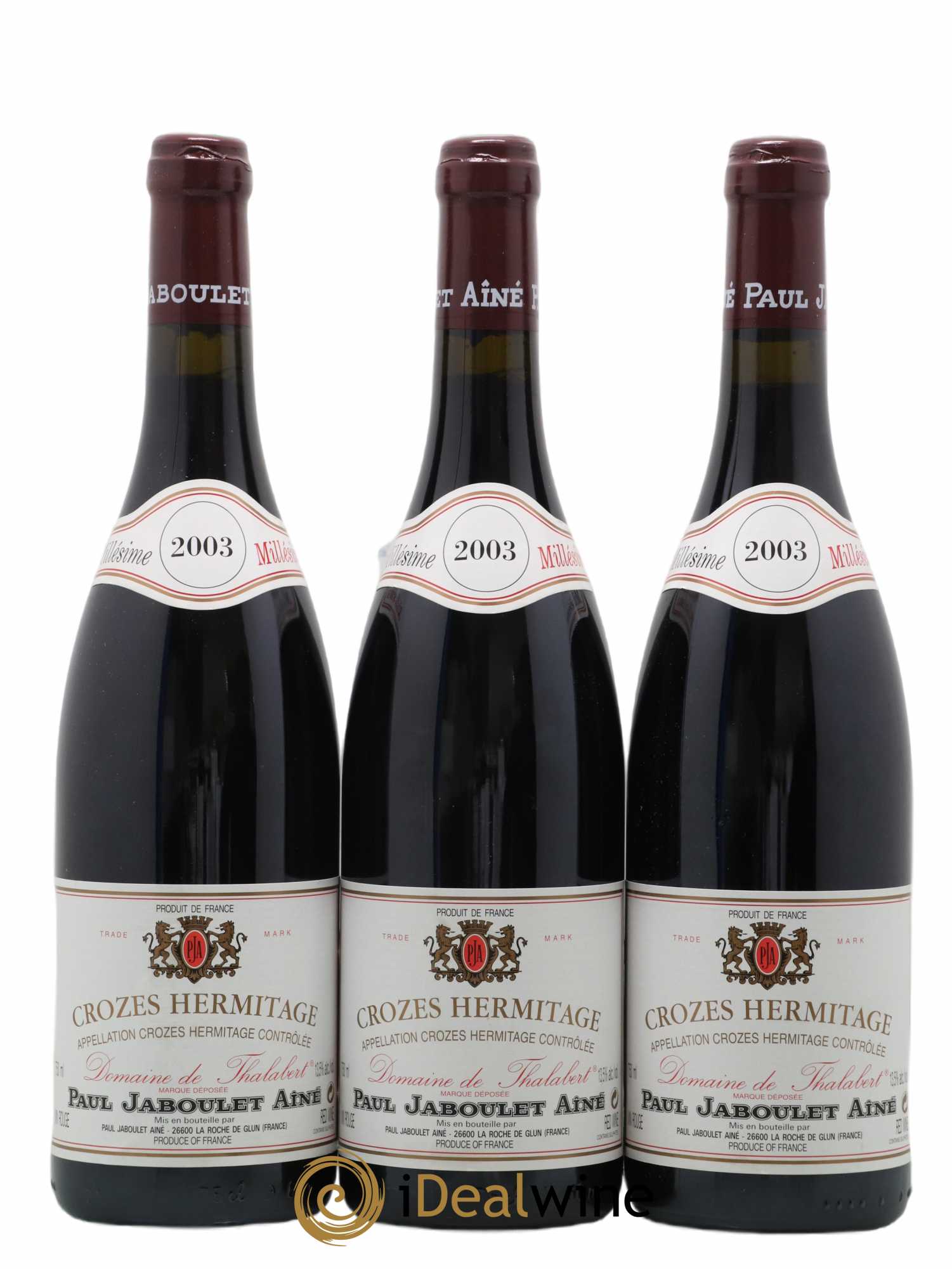 Crozes-Hermitage Domaine de Thalabert Paul Jaboulet Ainé 2003 - Lot de 3 bouteilles - 0