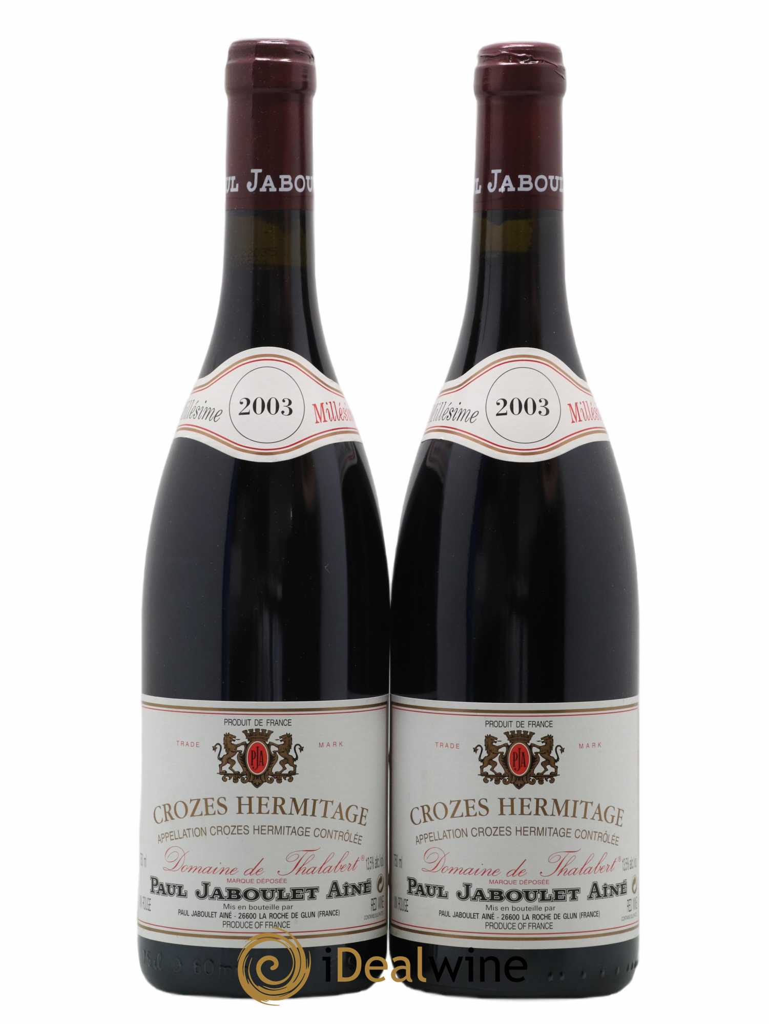 Crozes-Hermitage Domaine de Thalabert Paul Jaboulet Ainé 2003 - Lot de 2 bouteilles - 0