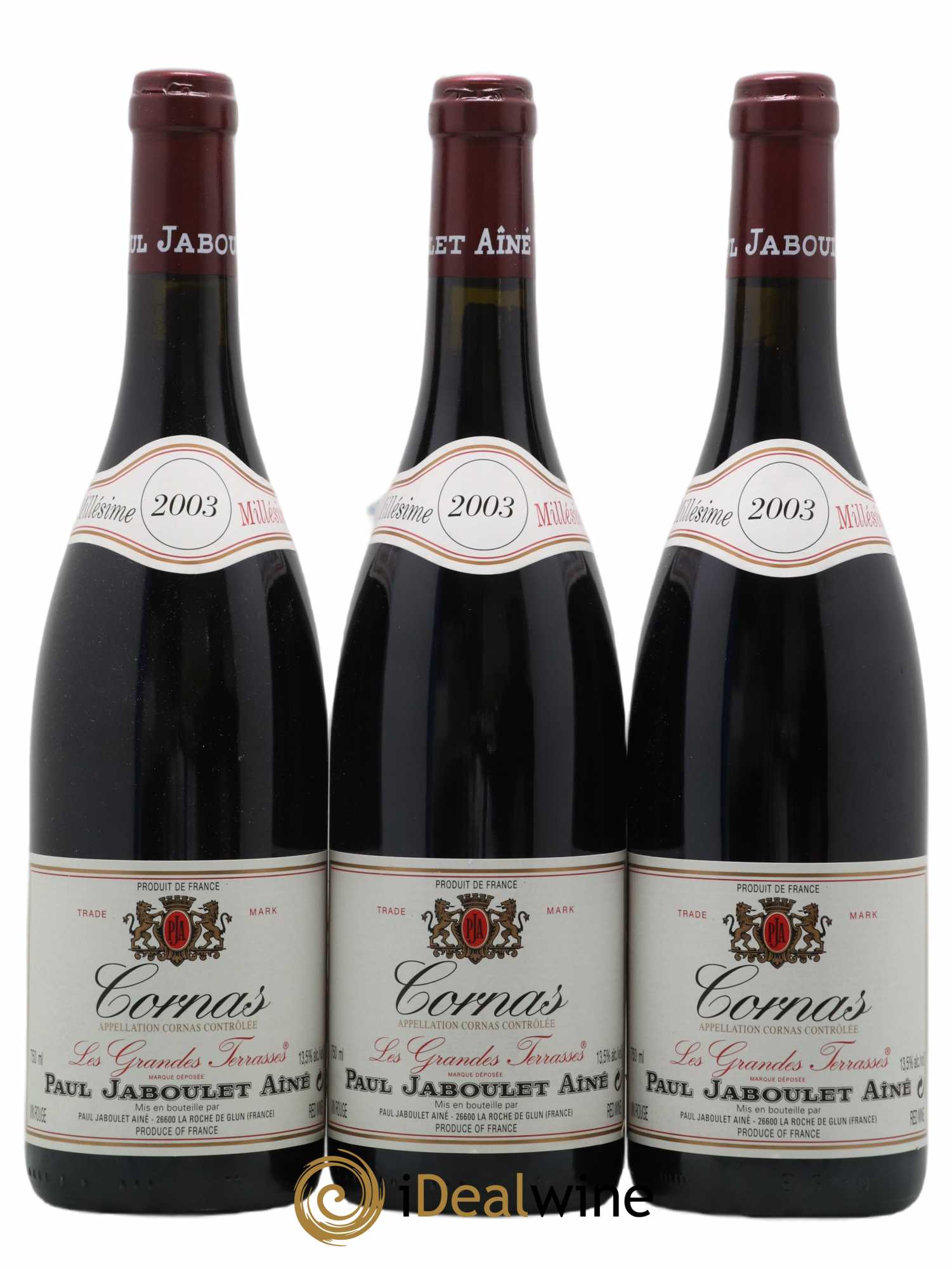 Cornas Les Grandes Terrasses Paul Jaboulet Ainé 2003 - Lot de 3 bouteilles - 0