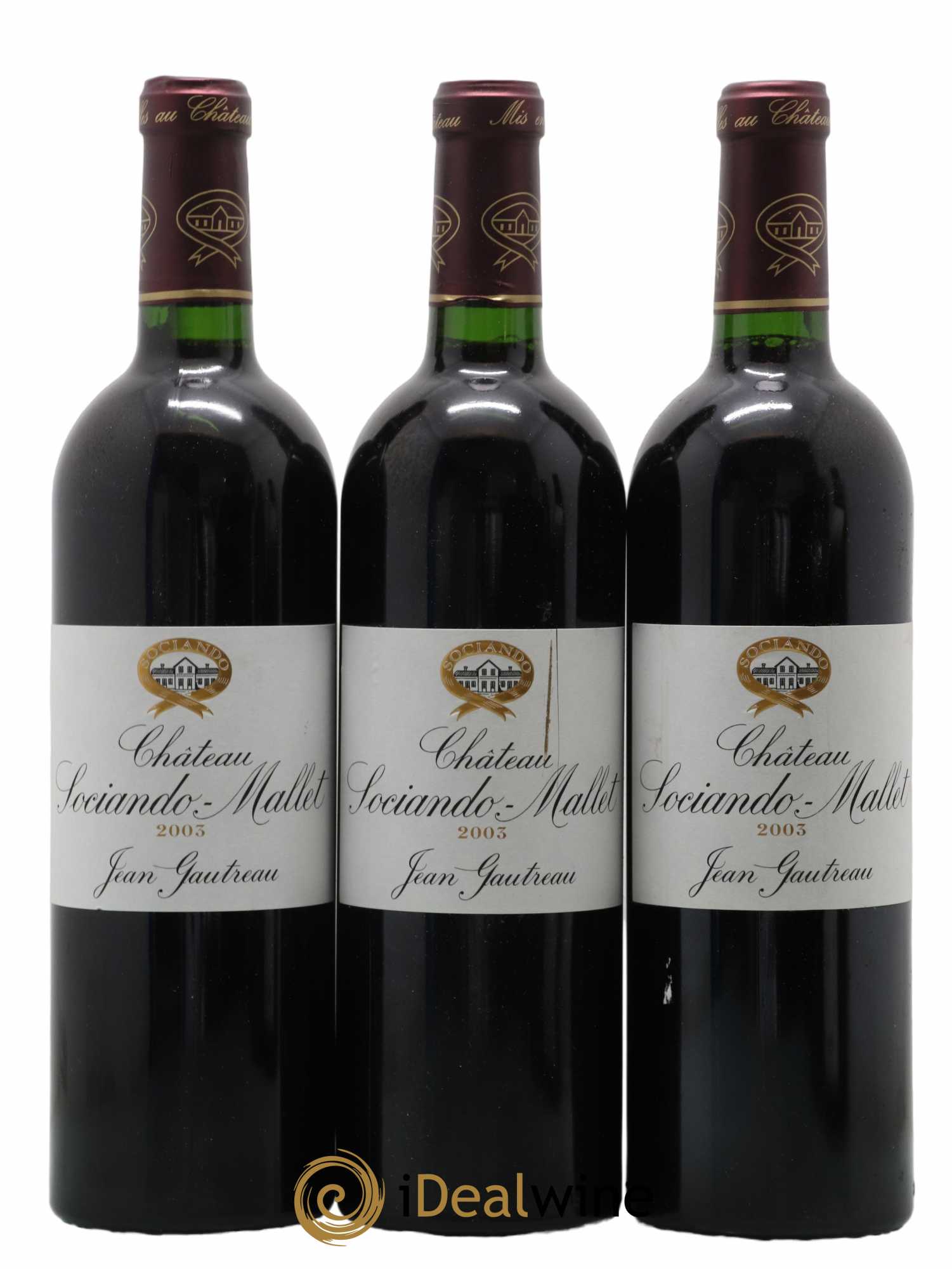 Château Sociando Mallet 2003 - Lot de 3 bouteilles - 0