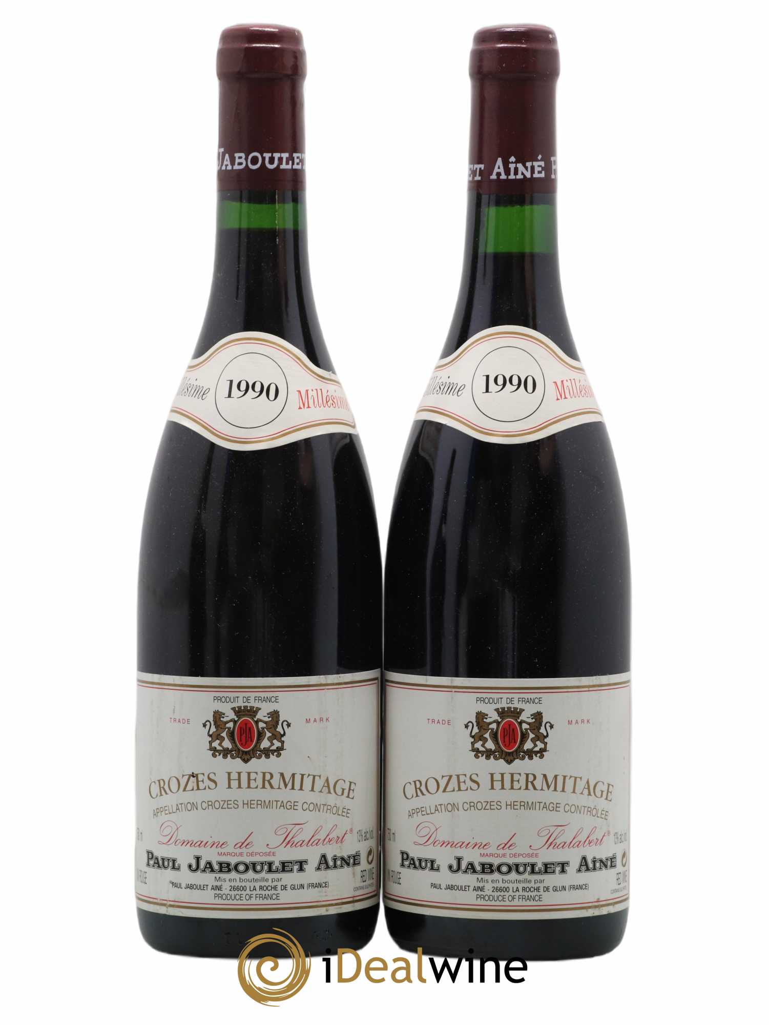 Crozes-Hermitage Domaine de Thalabert Paul Jaboulet Ainé 1990 - Lot de 2 bouteilles - 0
