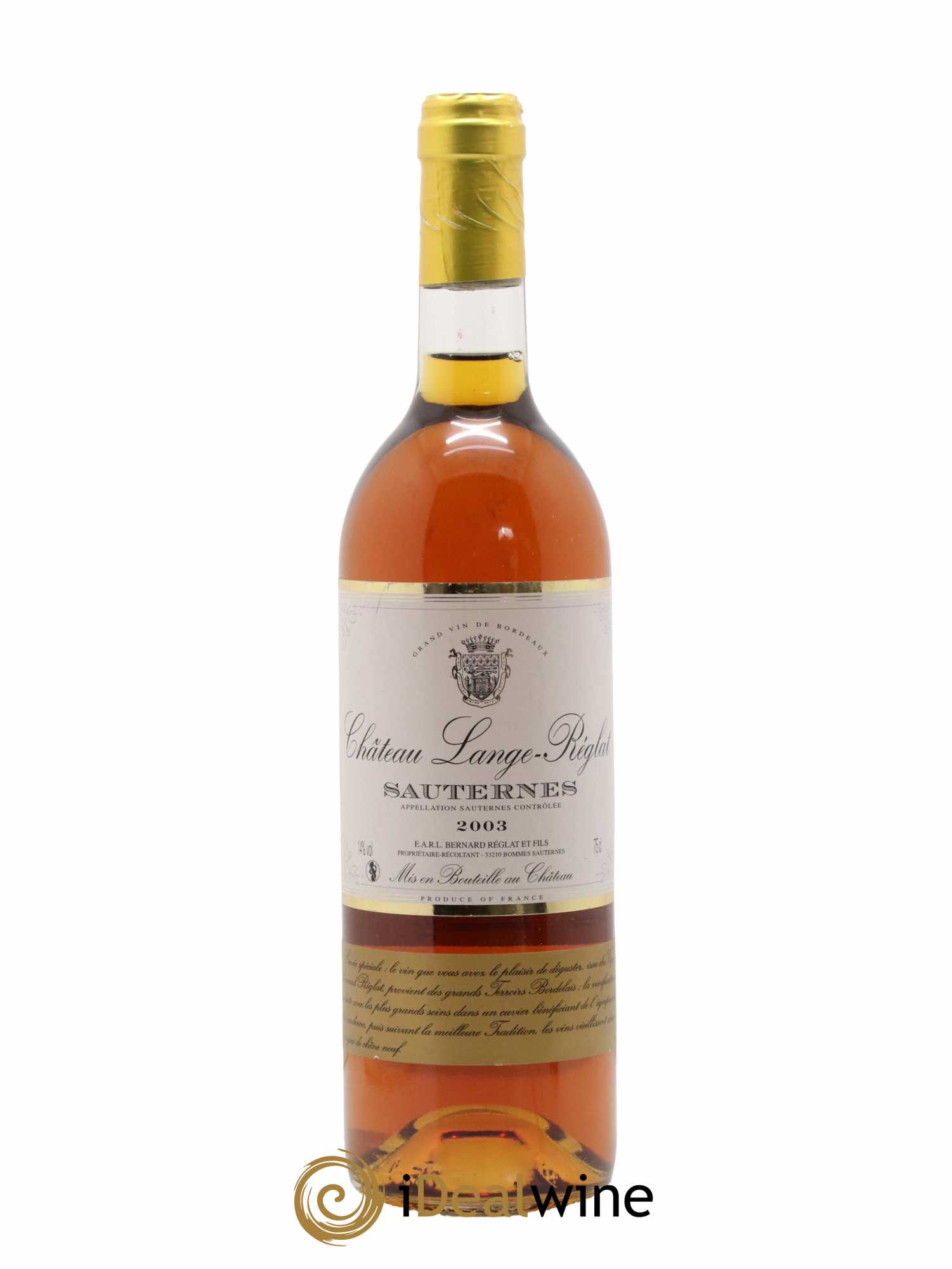 Sauternes Château Lange Reglat 2003 - Lot de 1 bouteille - 0