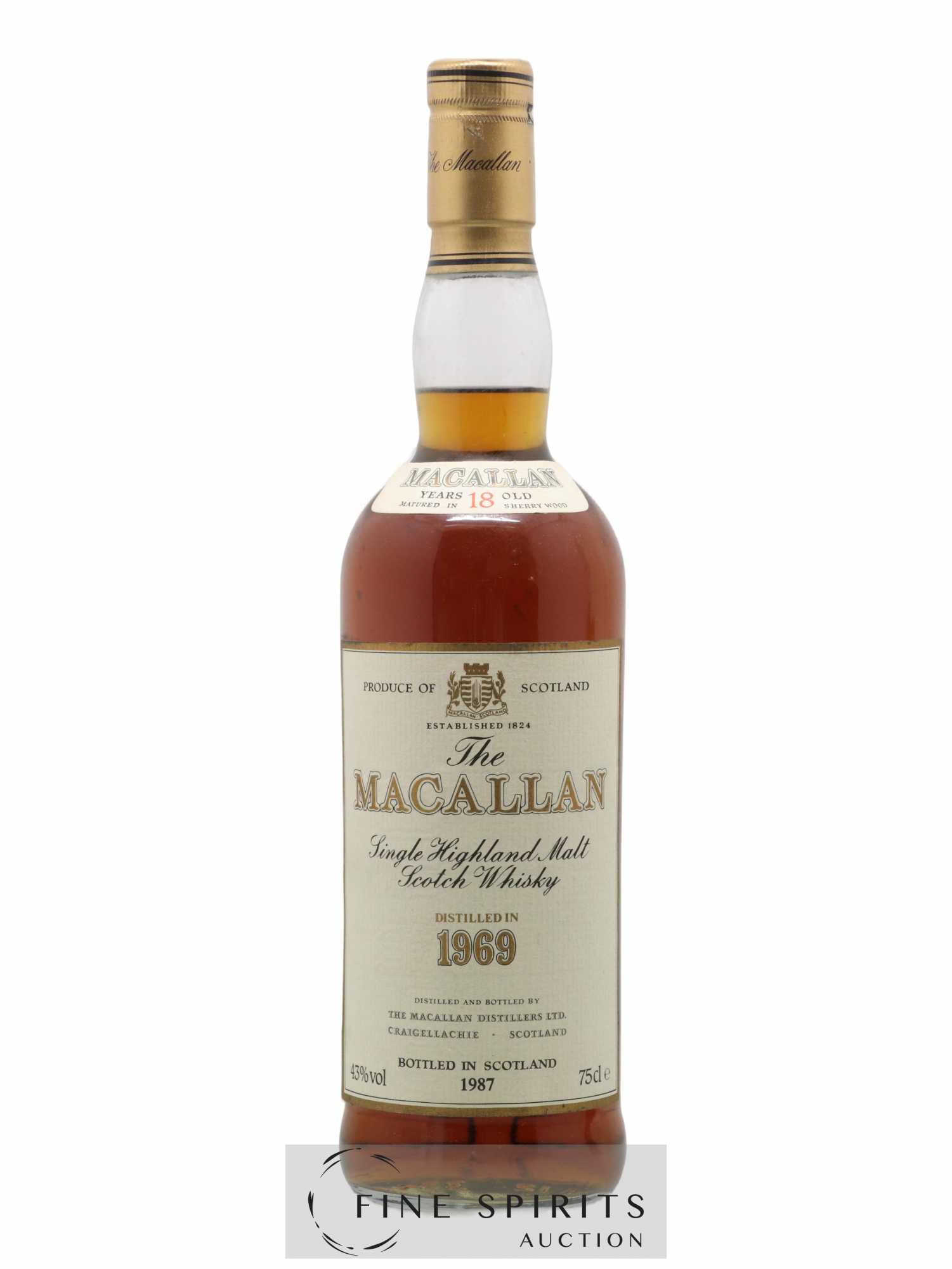 Macallan (The) 18 years 1969 Of. Sherry Wood Matured - bottled 1987 - Lot of 1 bottle - 1