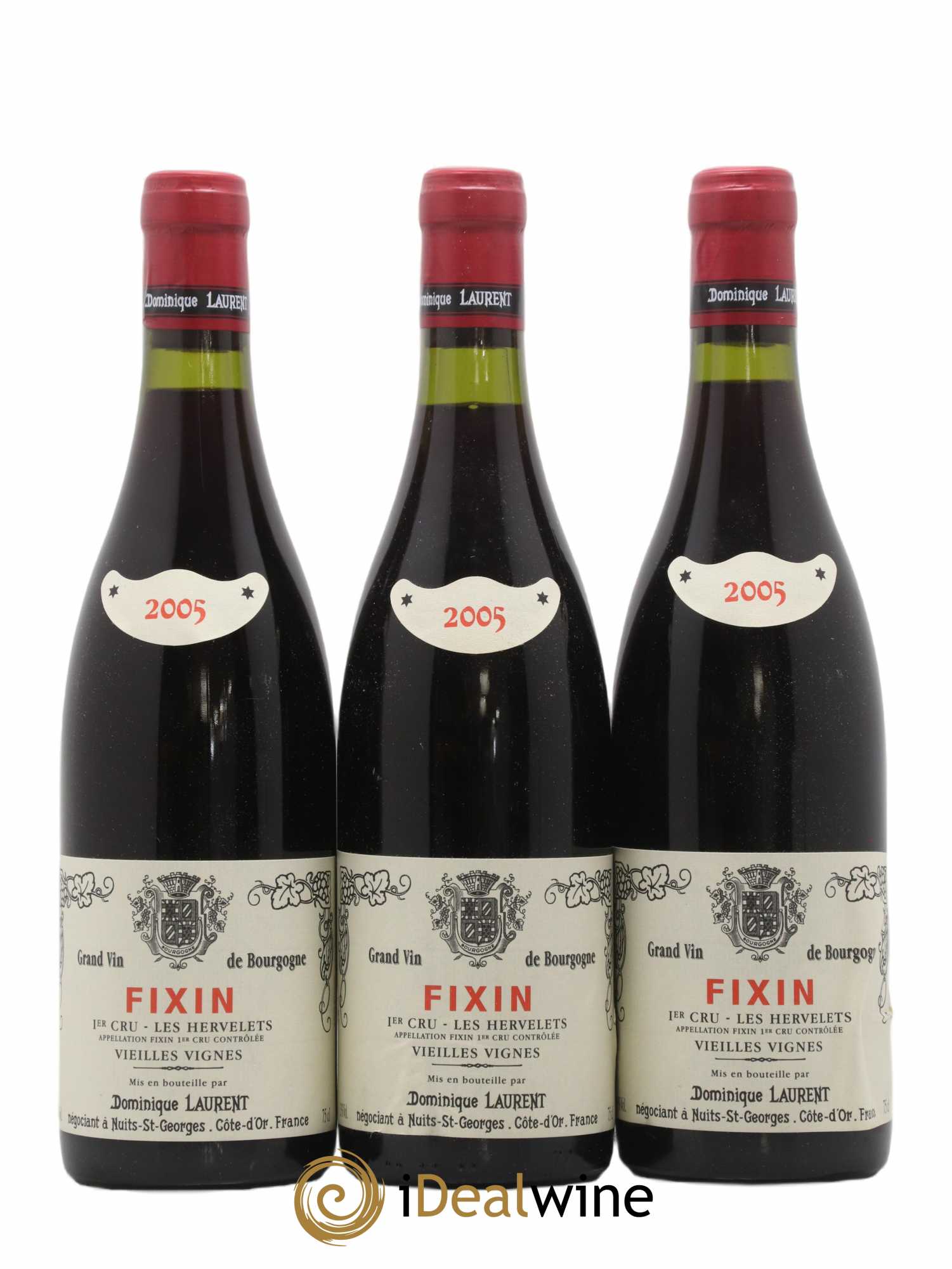 Fixin 1er Cru Les Hervelets Vieilles Vignes Dominique Laurent 2005 - Lot of 3 bottles - 0