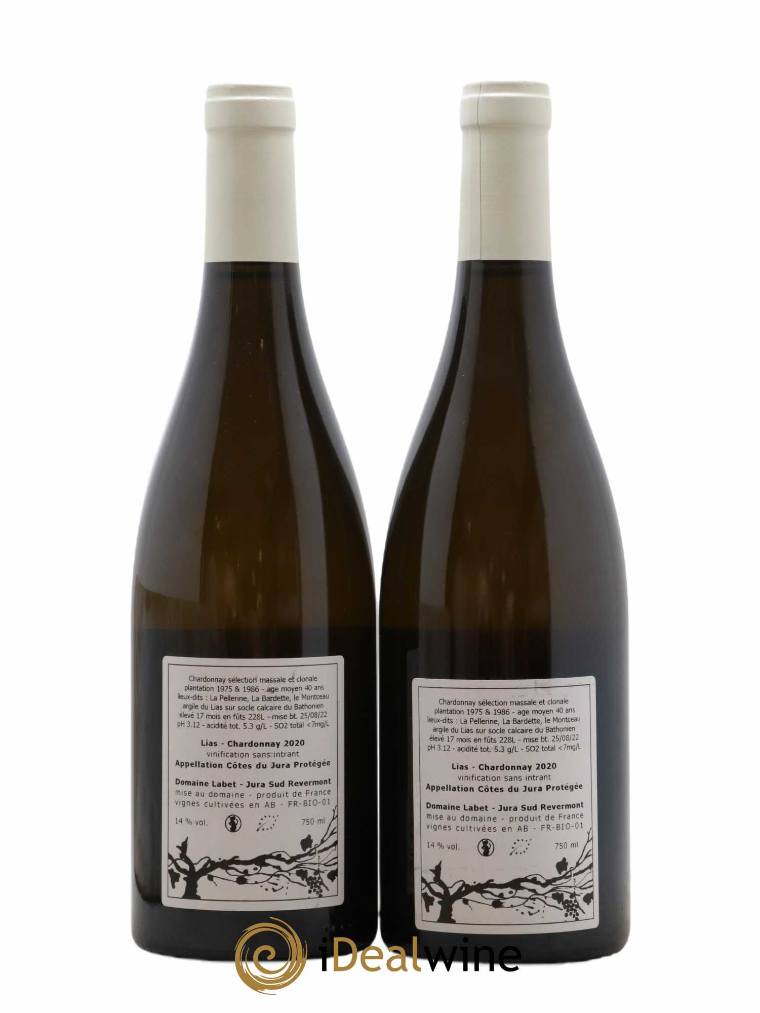 Côtes du Jura Chardonnay Lias Romain - Julien - Charline Labet 2020 - Lot de 2 bouteilles - 1