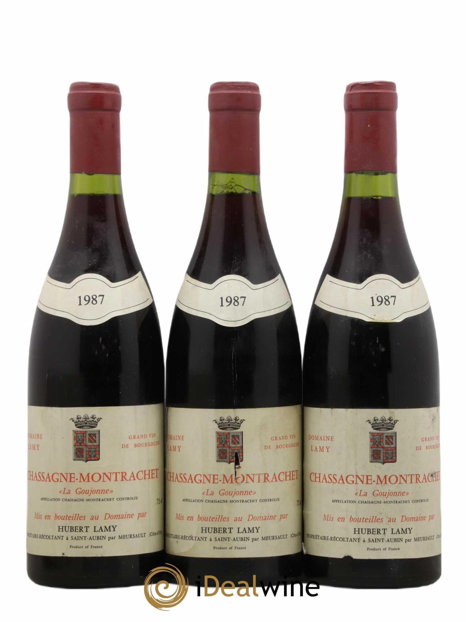 Chassagne-Montrachet La Goujonne Hubert Lamy 1987 - Lot de 3 bouteilles - 0